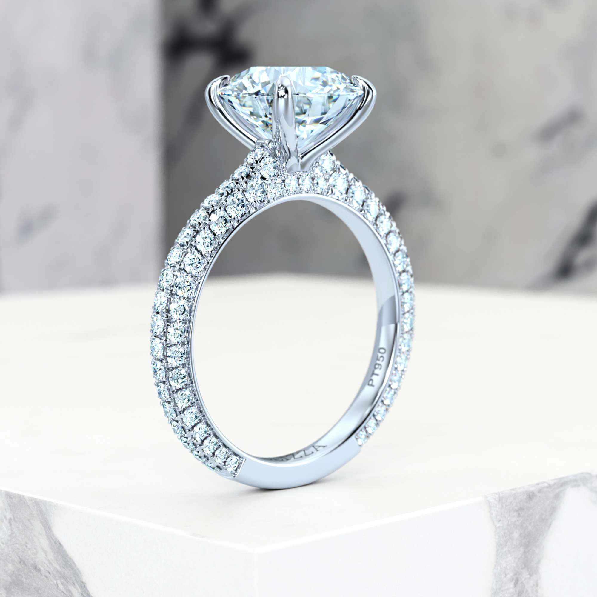 Engagement ring Edessa Round | Platinum | Round | Natural | GIA Certified | 0.30ct SI1 H 9