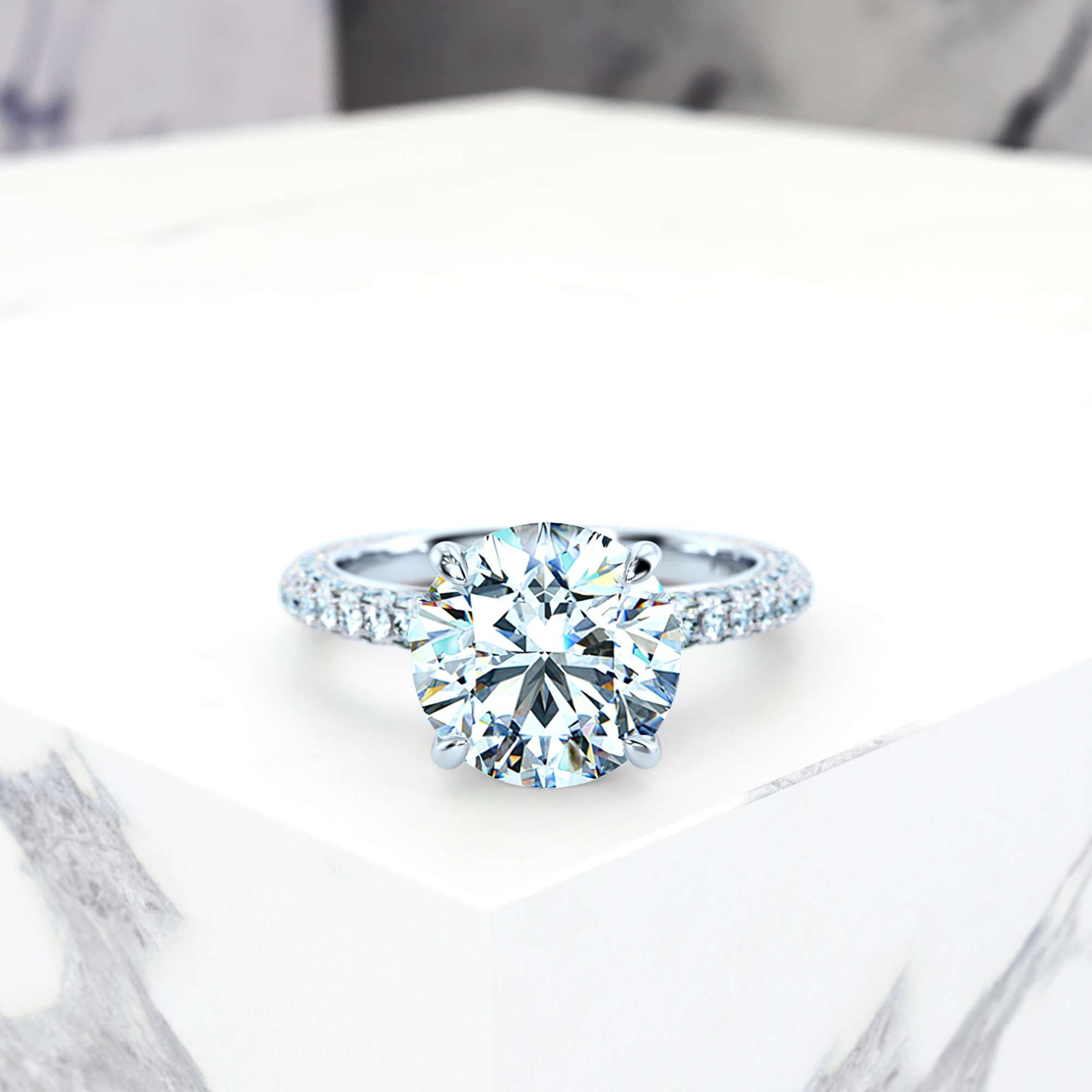 Engagement ring Edessa Round | Platinum | Round | Natural | EZA Certified | 0.20ct SI1 H 3