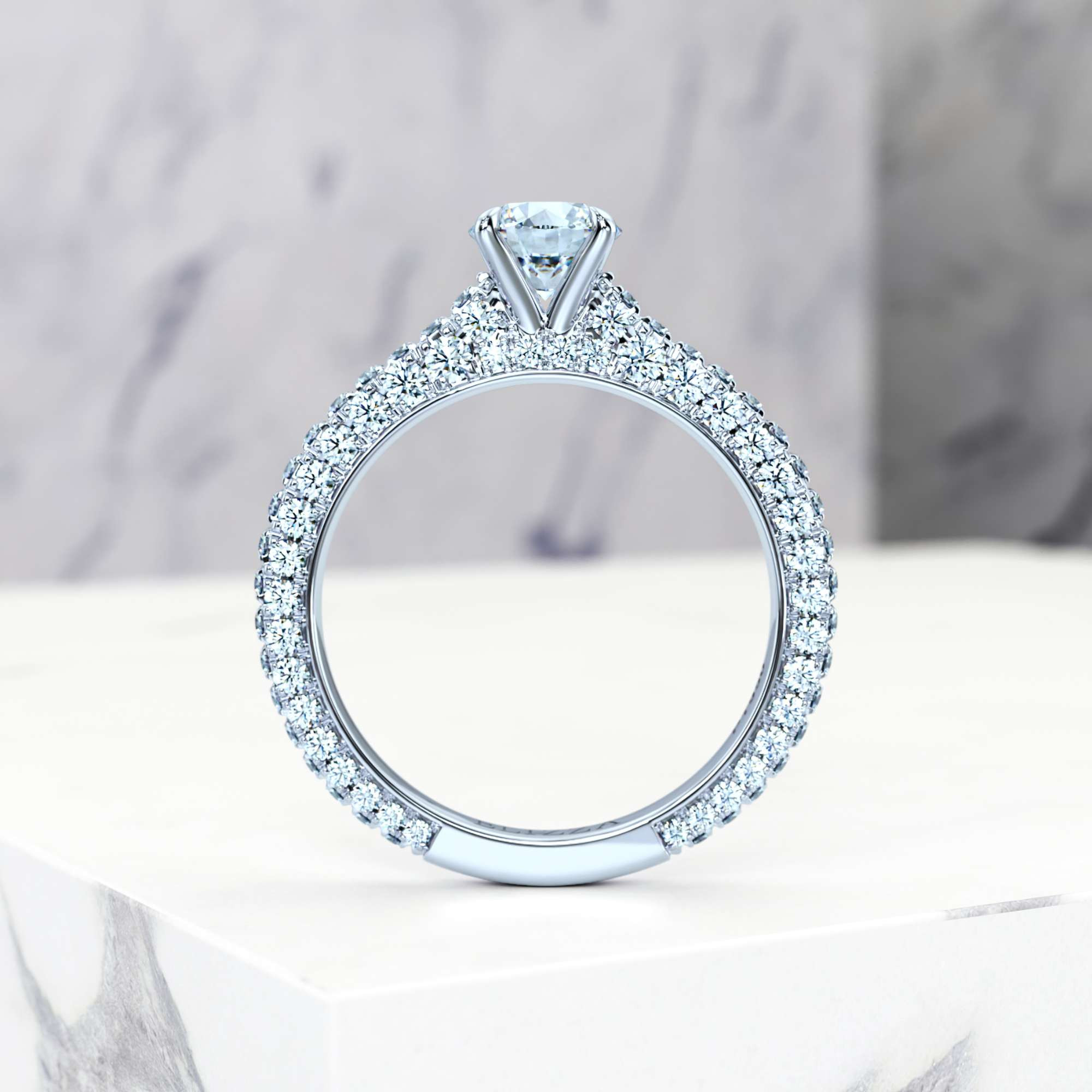 Engagement ring Edessa Round | Platinum | Round | Natural | GIA Certified | 0.30ct SI1 H 4