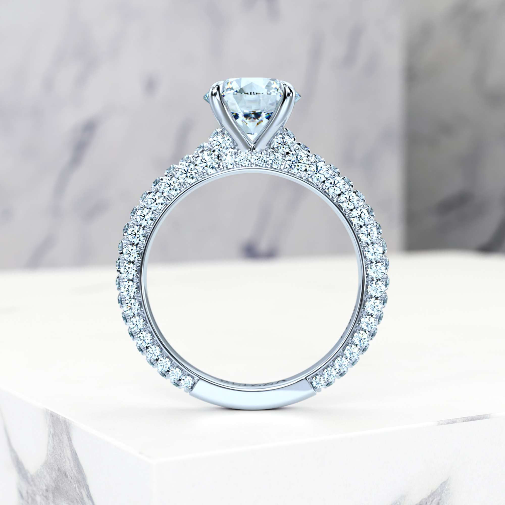 Engagement ring Edessa Round | Platinum | Round | Natural | EZA Certified | 0.20ct SI1 H 5