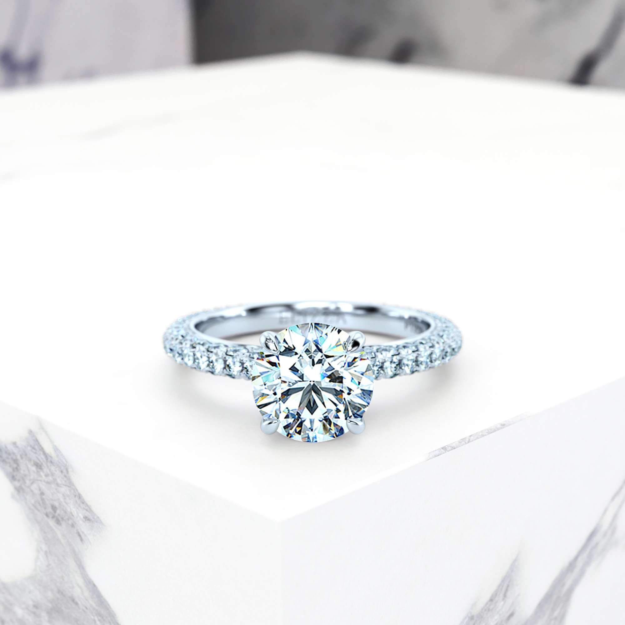 Engagement ring Edessa Round | Platinum | Round | Natural | EZA Certified | 0.20ct SI1 H 2