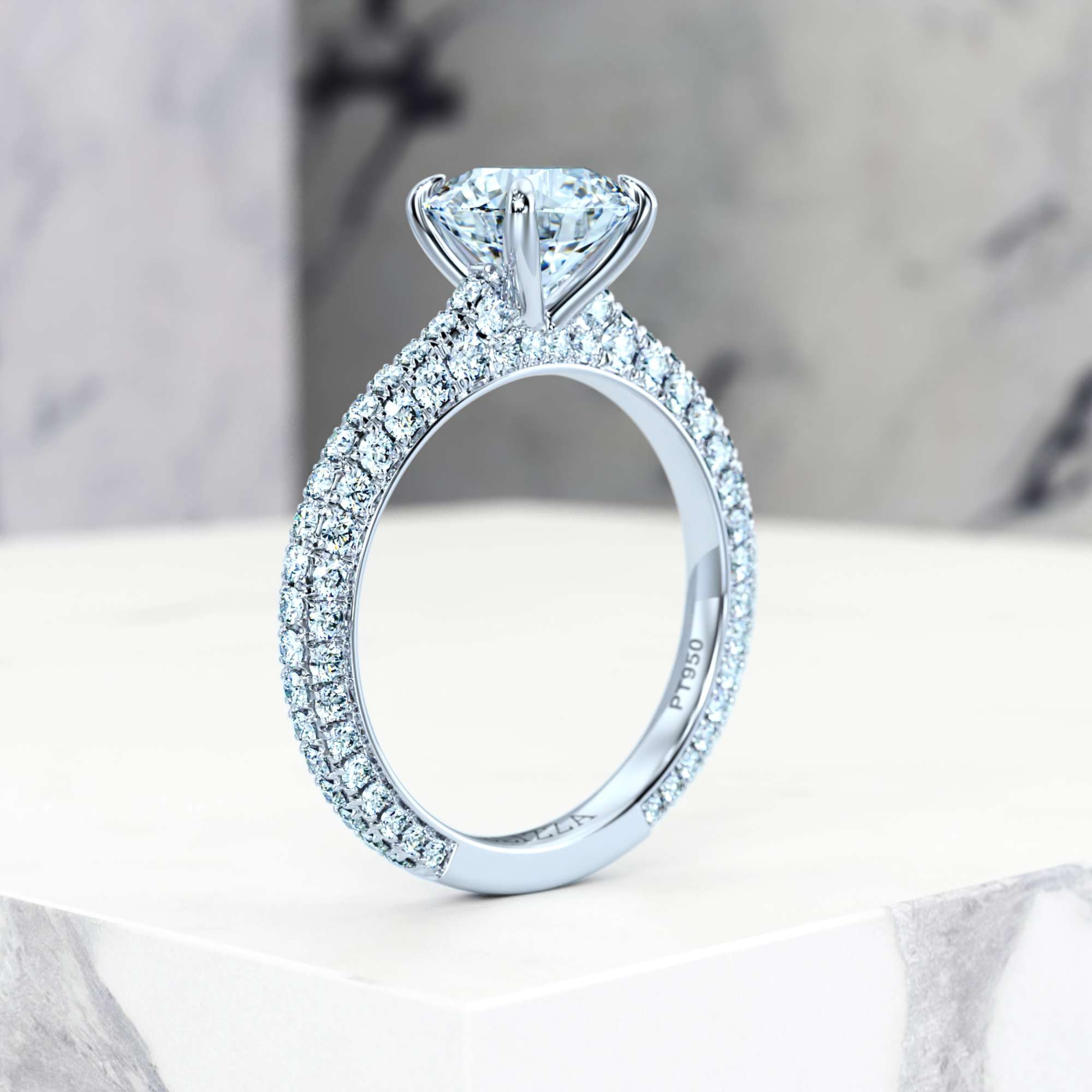 Engagement ring Edessa Round | Platinum | Round | Natural | EZA Certified | 0.20ct SI1 H 8