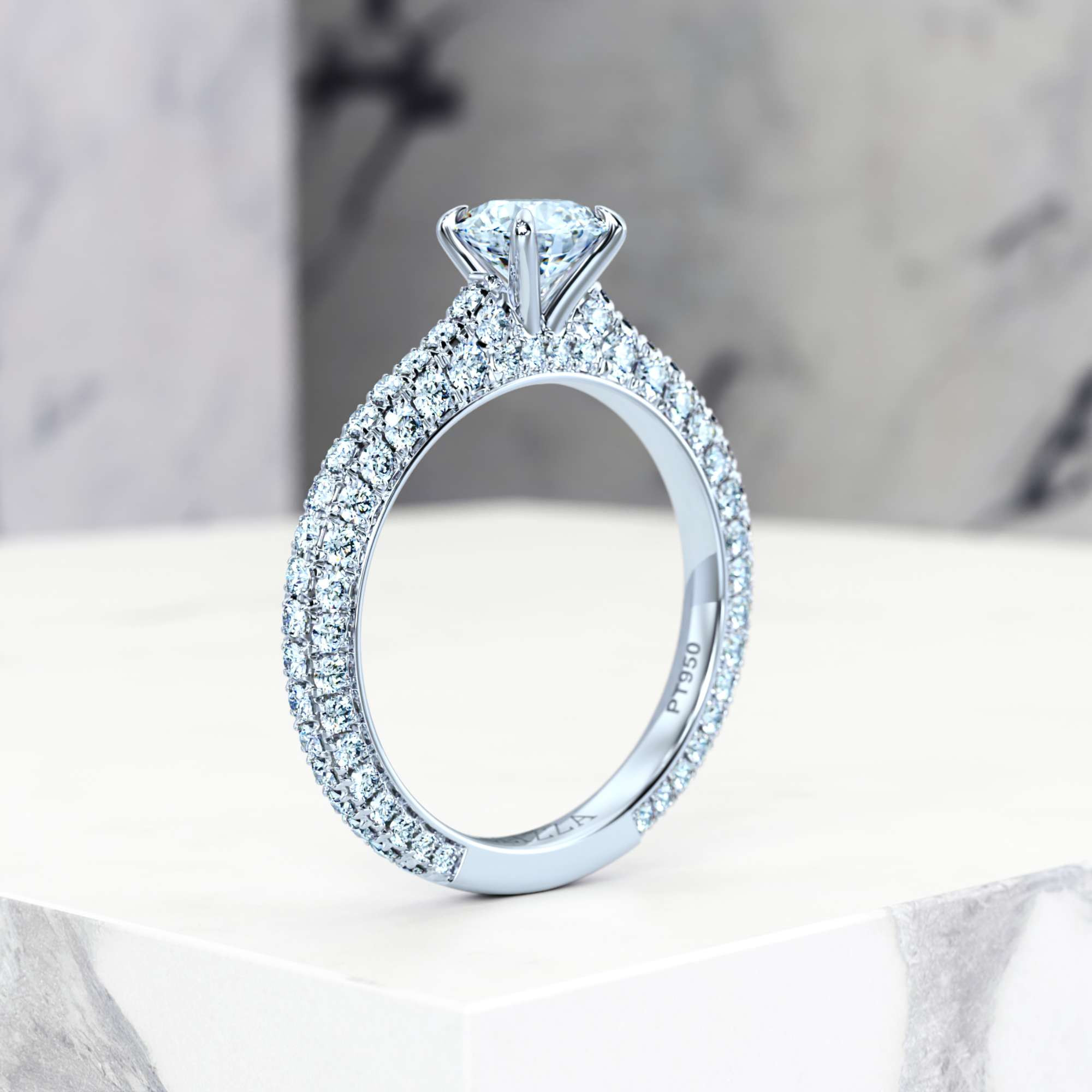 Engagement ring Edessa Round | Platinum | Round | Natural | EZA Certified | 0.20ct SI1 H 7