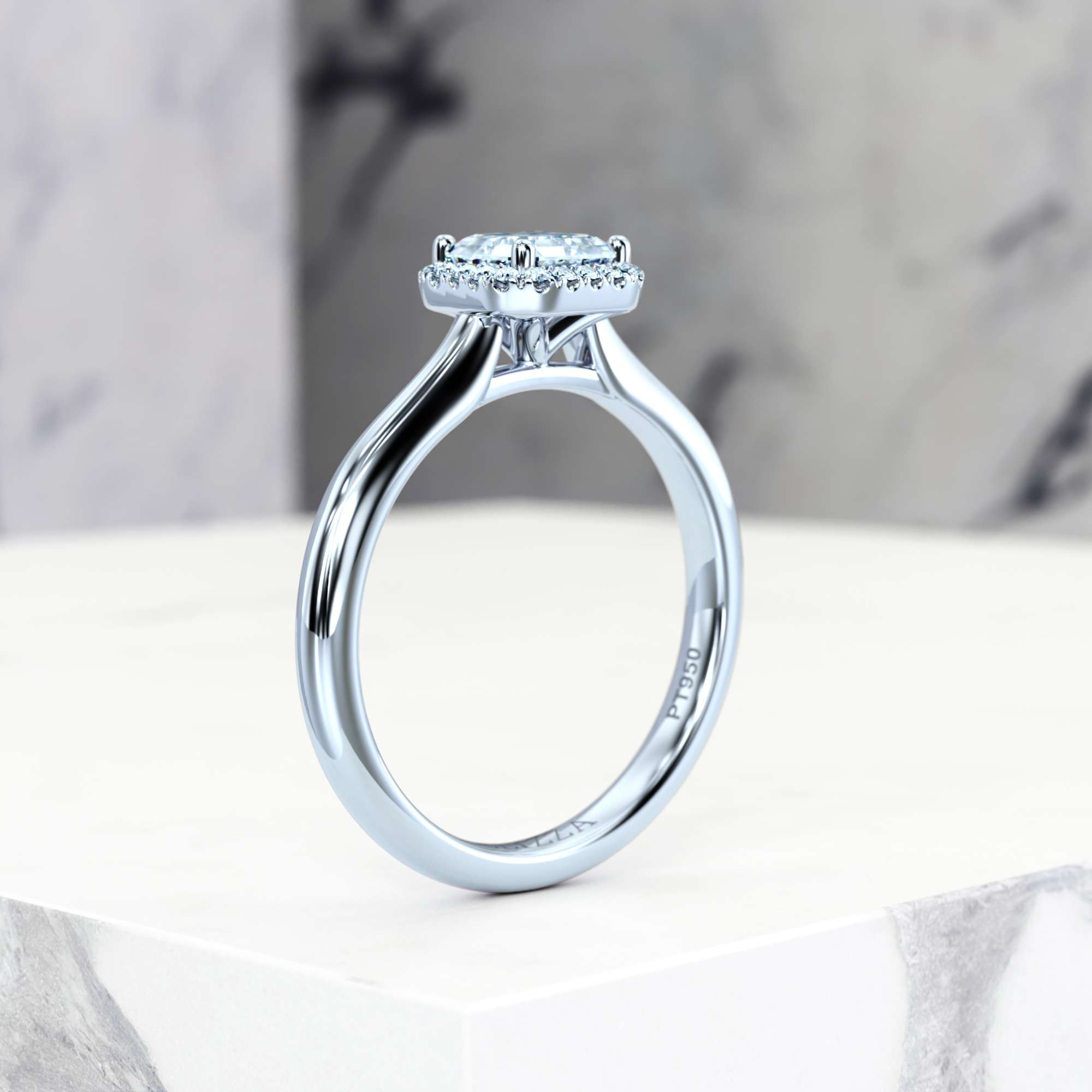 Engagement ring Effie Asscher | Asscher | Platinum | Natural | GIA Certified | 0.30ct SI1 H 7