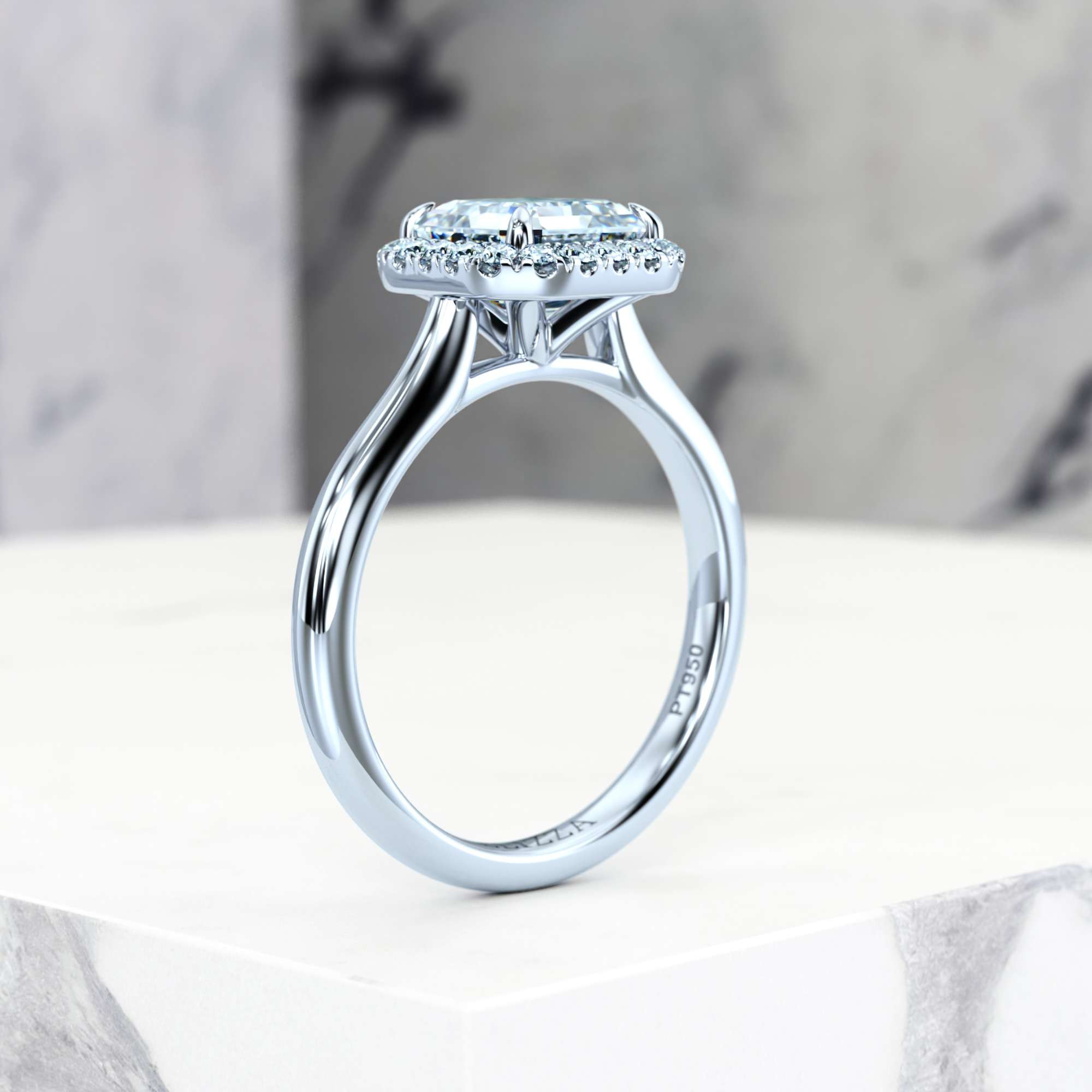 Engagement ring Effie Asscher | Asscher | Platinum | Natural | EZA Certified | 0.20ct SI1 H 8