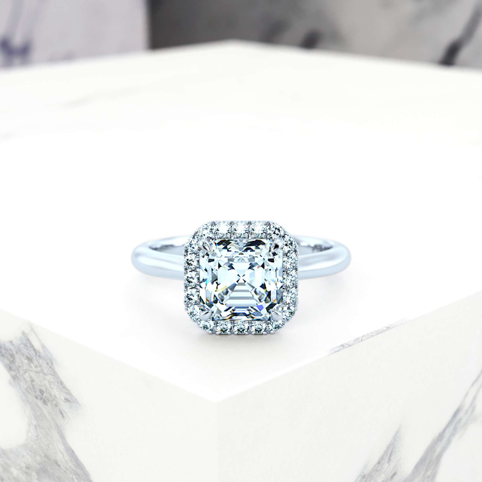 Engagement ring Effie Asscher | Asscher | Platinum | Natural | GIA Certified | 0.30ct SI1 H 2