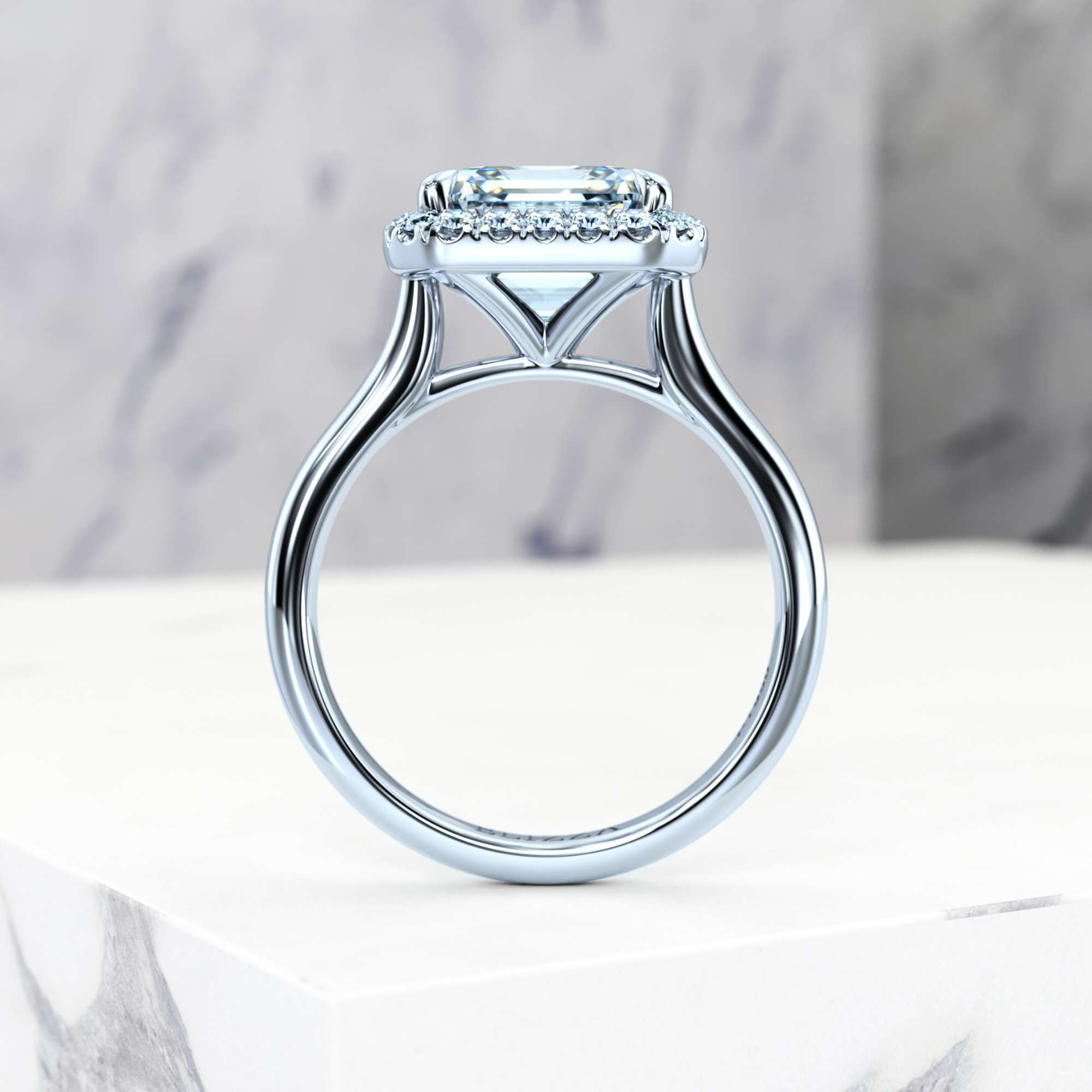Engagement ring Effie Asscher | Asscher | Platinum | Natural | EZA Certified | 0.20ct SI1 H 6