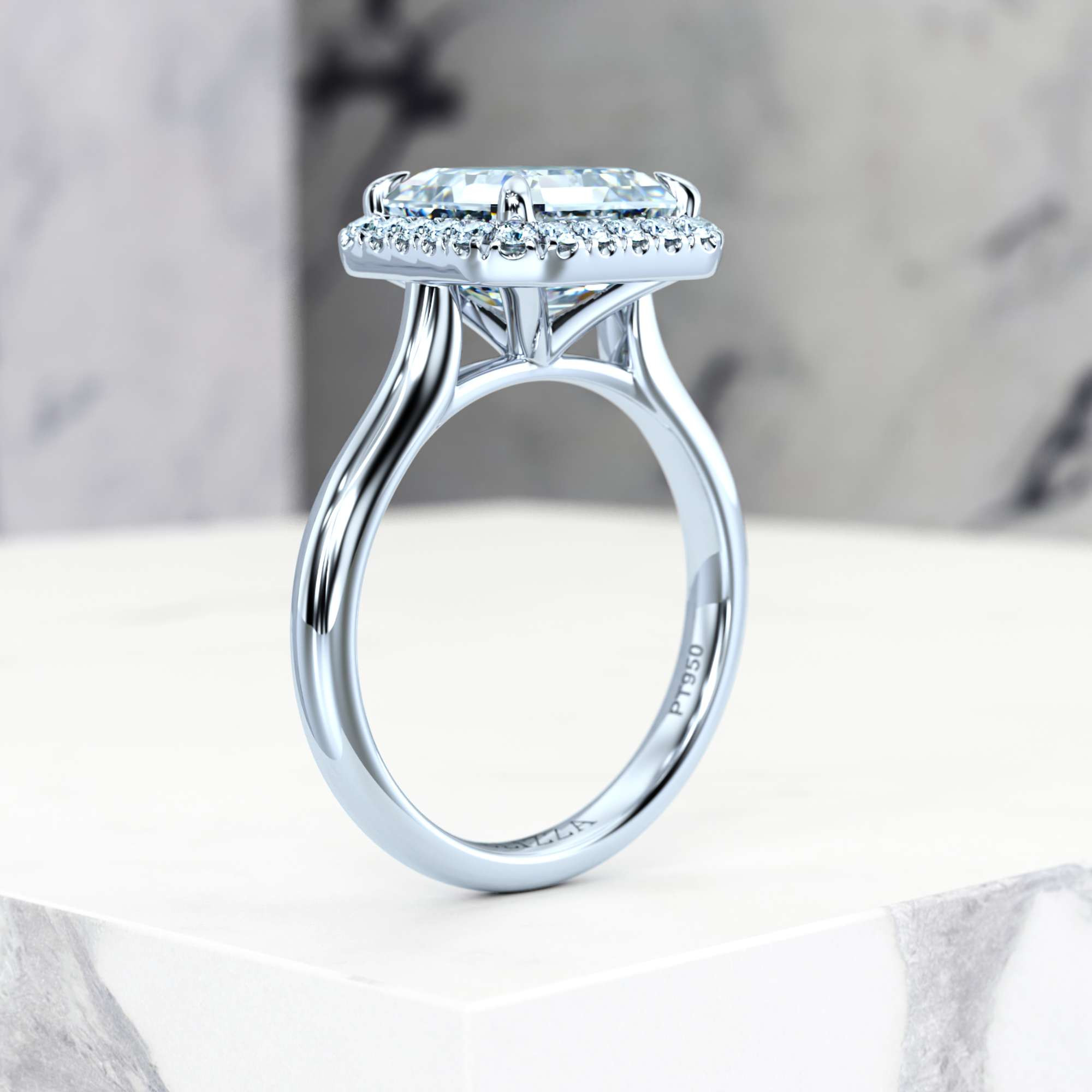 Engagement ring Effie Asscher | Asscher | Platinum | Natural | EZA Certified | 0.20ct SI1 H 9