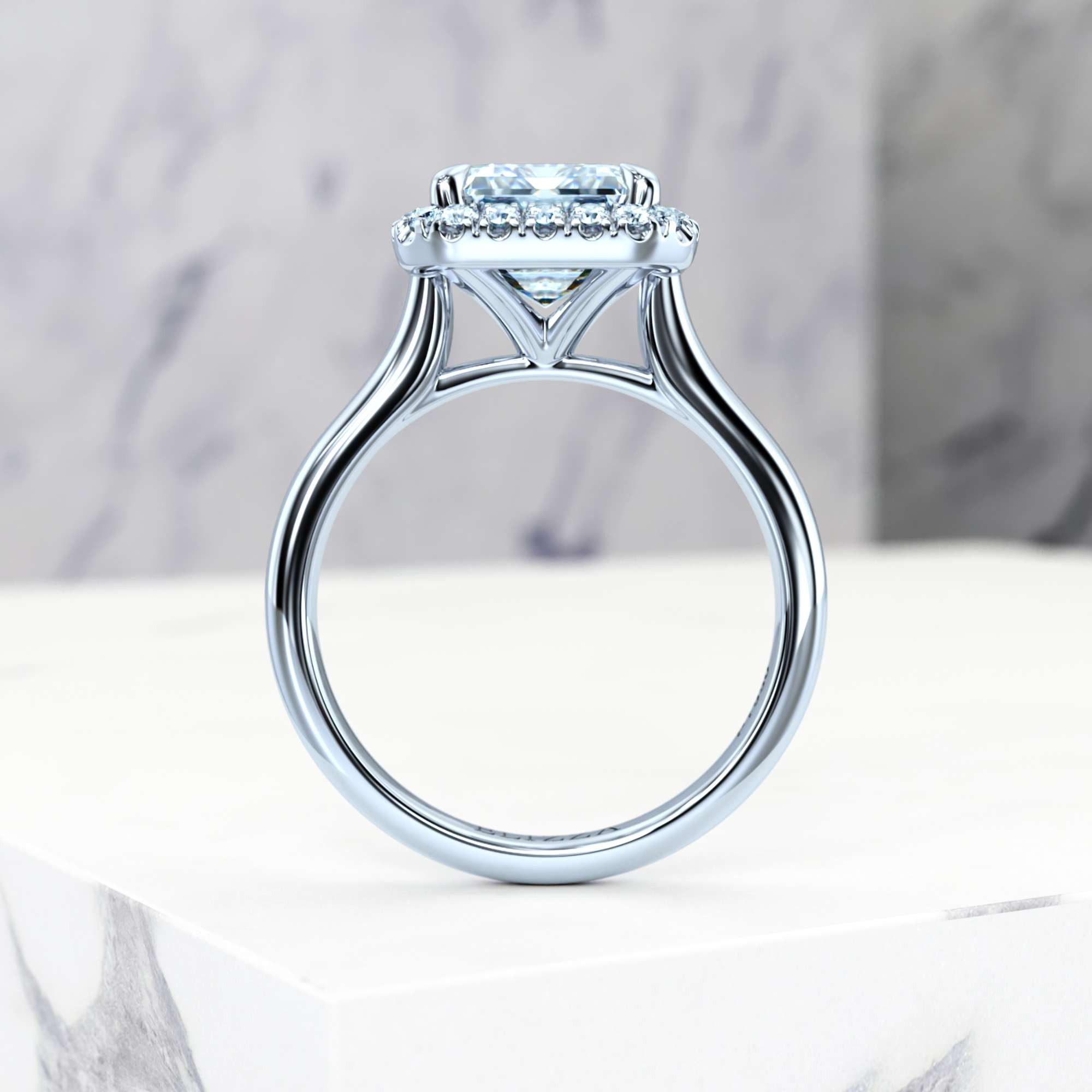 Engagement ring Effie Emerald | Emerald | Platinum | Natural | EZA Certified | 0.20ct SI1 H 6