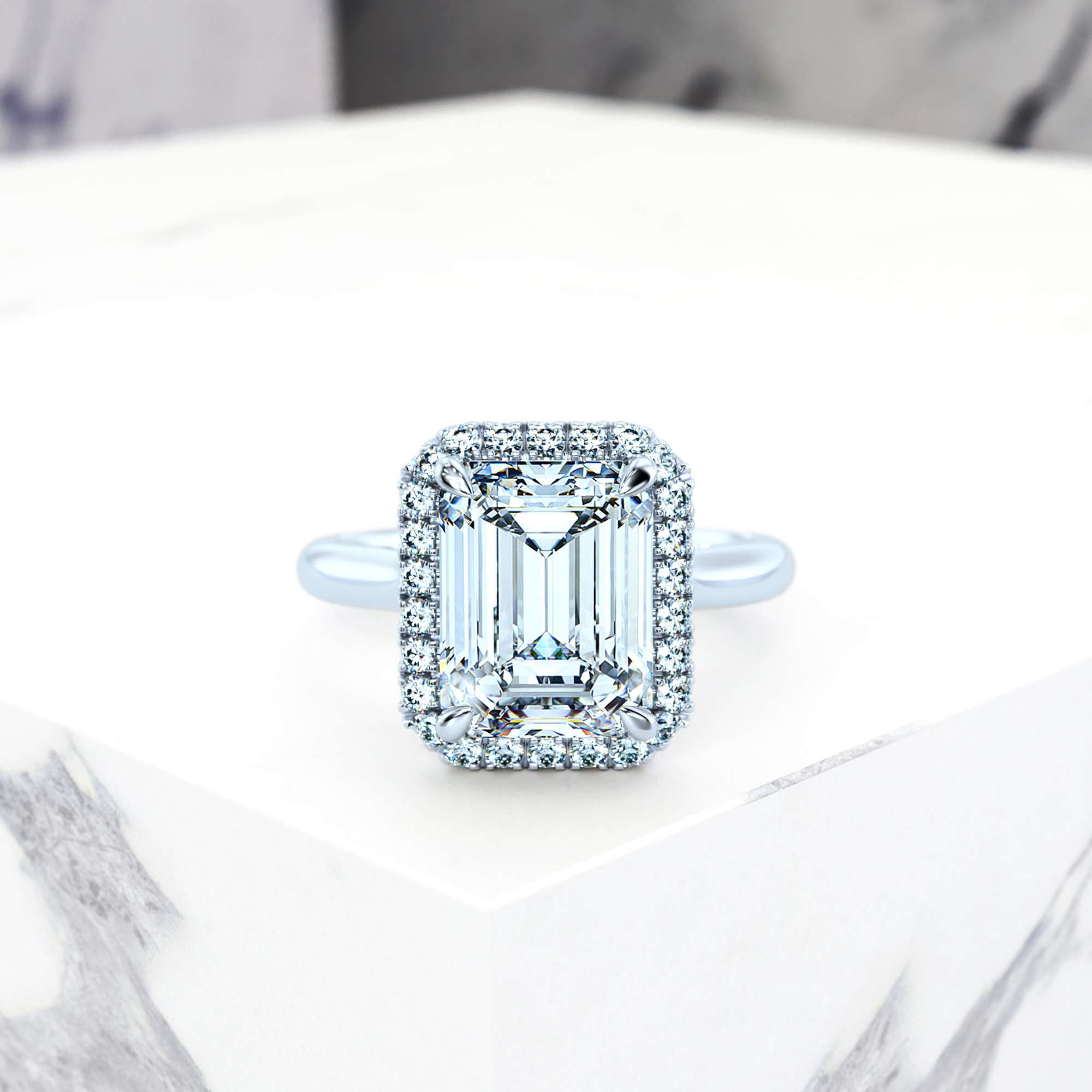 Engagement ring Effie Emerald | Emerald | Platinum | Natural | EZA Certified | 3.00ct SI1 H 3