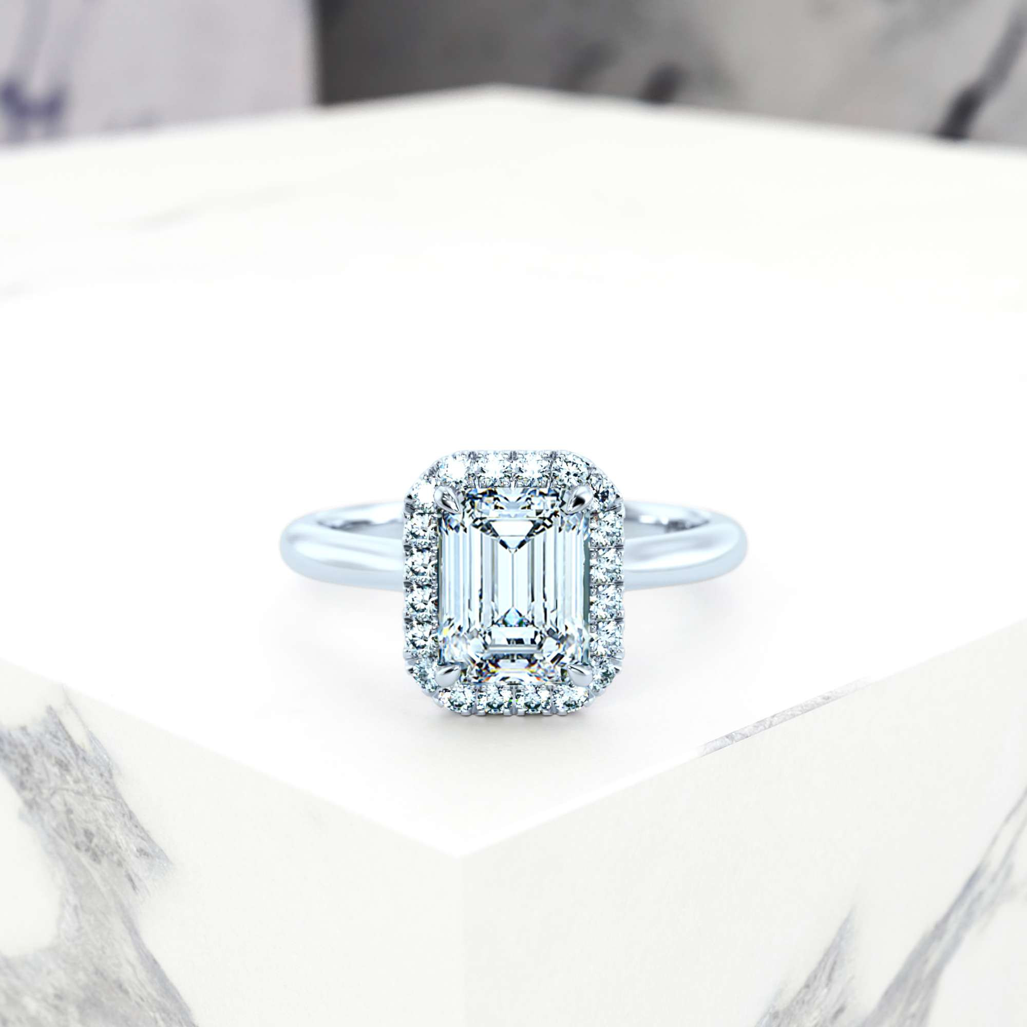 Engagement ring Effie Emerald | Emerald | Platinum | Natural | EZA Certified | 3.00ct SI1 H 2