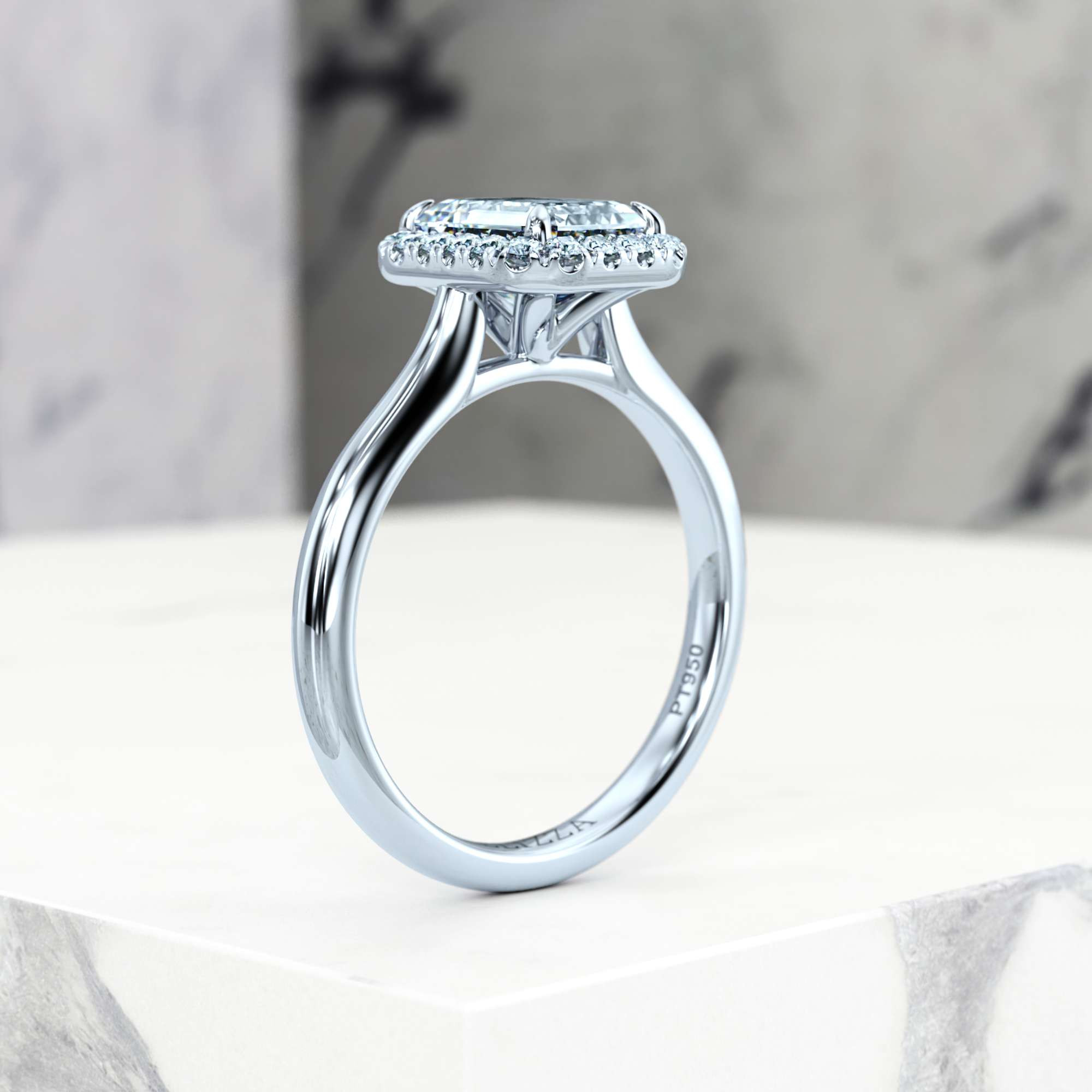 Engagement ring Effie Emerald | Emerald | Platinum | Natural | EZA Certified | 3.00ct SI1 H 8