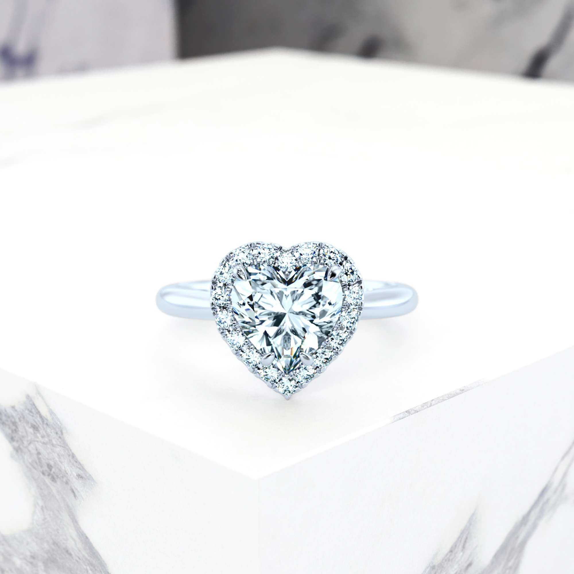 Engagement ring Effie Heart | Heart | 14K White gold | Natural | GIA Certified | 0.30ct SI1 H 2