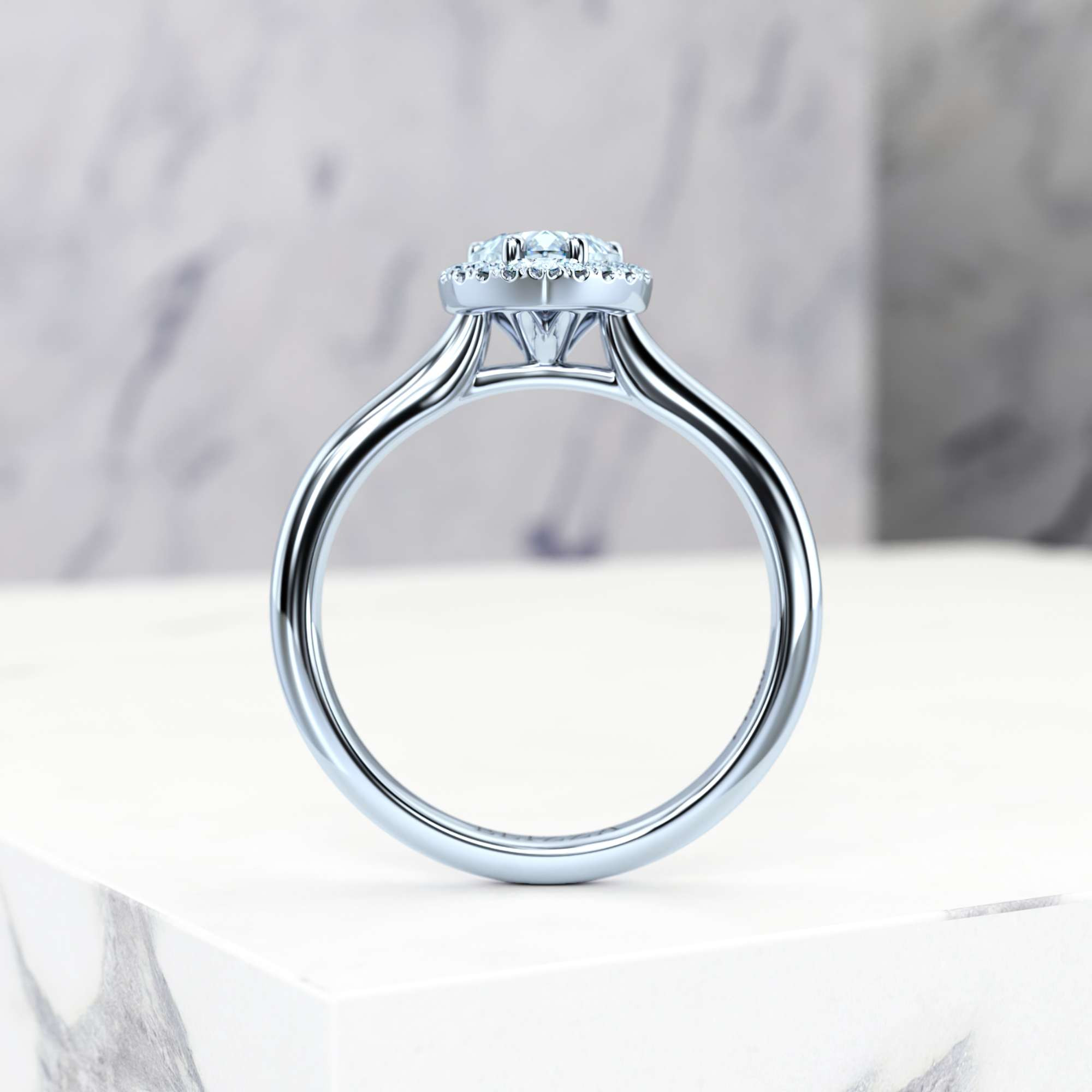 Engagement ring Effie Heart | Heart | 14K White gold | Natural | GIA Certified | 0.30ct SI1 H 3