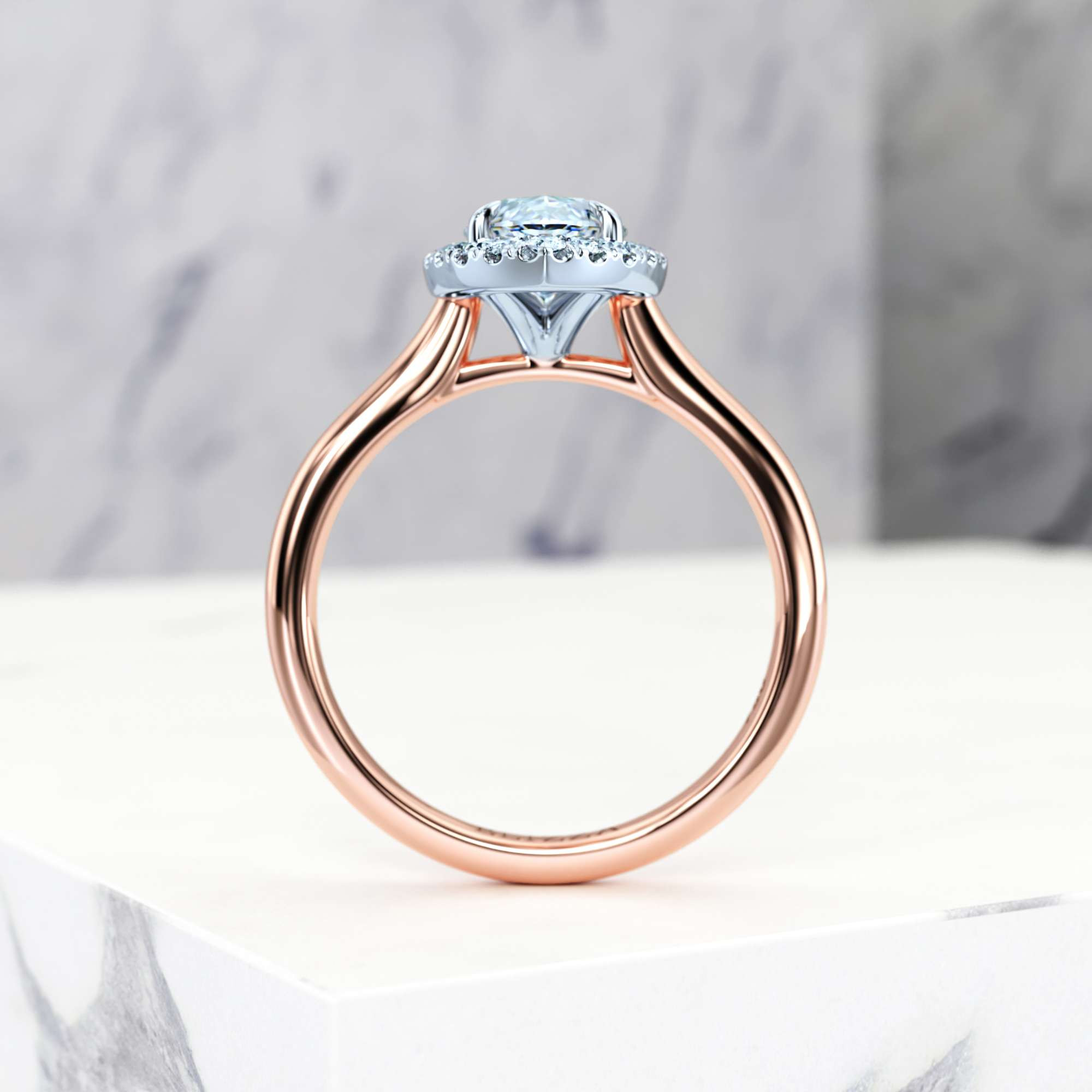 Verlobungsring Effie Marquise | Marquise | 14K Rosé- / Weissgold | Natural | GIA Certified | 0.30ct SI1 H 4