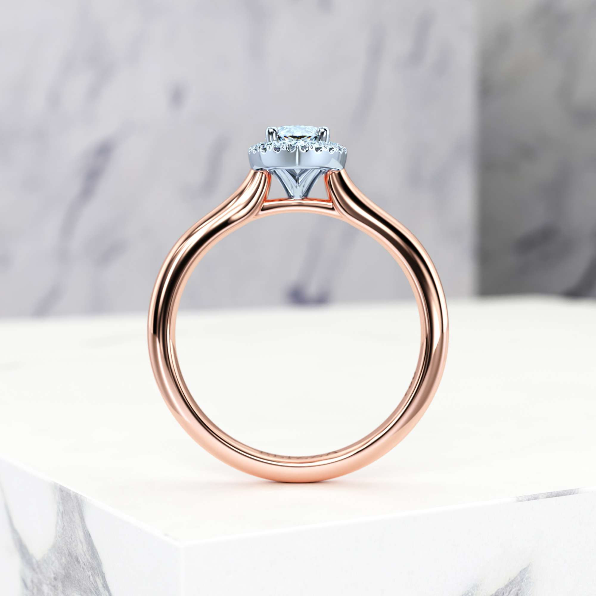 Verlobungsring Effie Marquise | Marquise | 14K Rosé- / Weissgold | Natural | GIA Certified | 0.30ct SI1 H 3