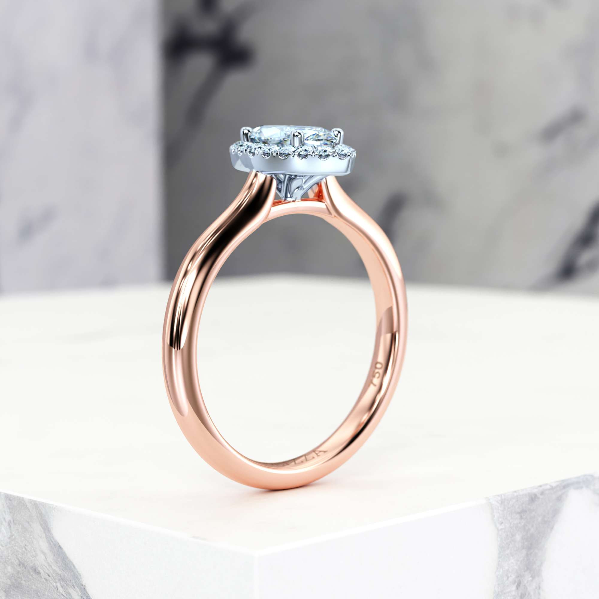 Verlobungsring Effie Marquise | Marquise | 14K Rosé- / Weissgold | Natural | GIA Certified | 0.30ct SI1 H 5