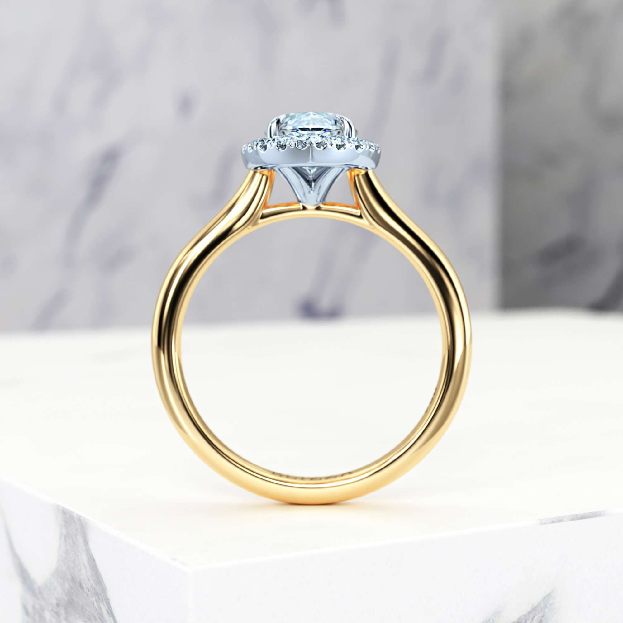 Verlobungsring Effie Marquise | Marquise | 14K Gelb- / Weissgold | Natural | GIA Certified | 0.30ct SI1 H 4