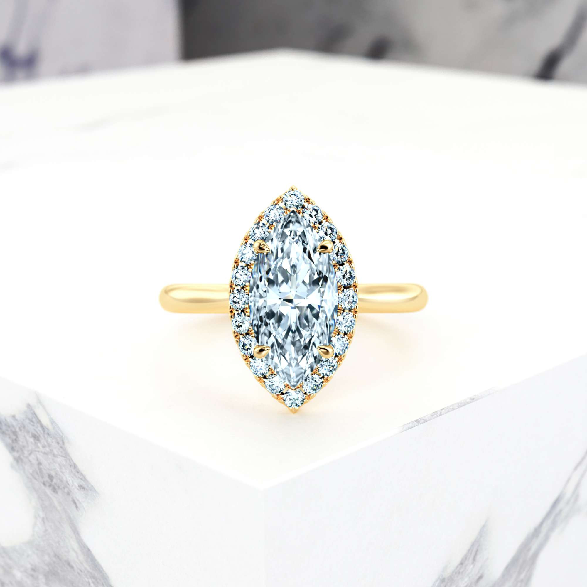 Verlobungsring Effie Marquise | Marquise | 14K Gelbgold | Natural | GIA Certified | 0.30ct SI1 H 2