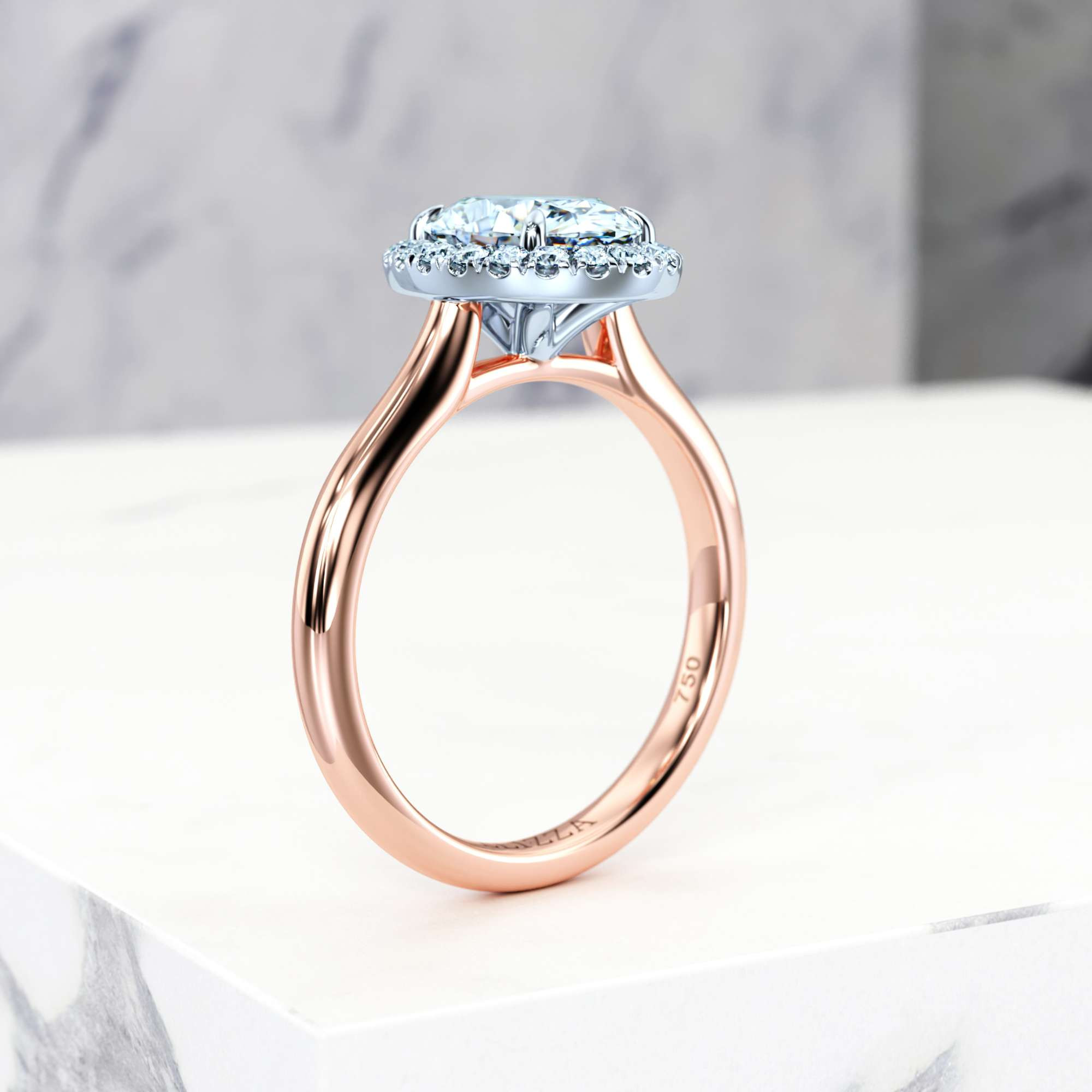 Verlobungsring Effie Oval | Oval | 14K Rosé- / Weissgold | Natural | GIA Certified | 0.30ct SI1 H 6