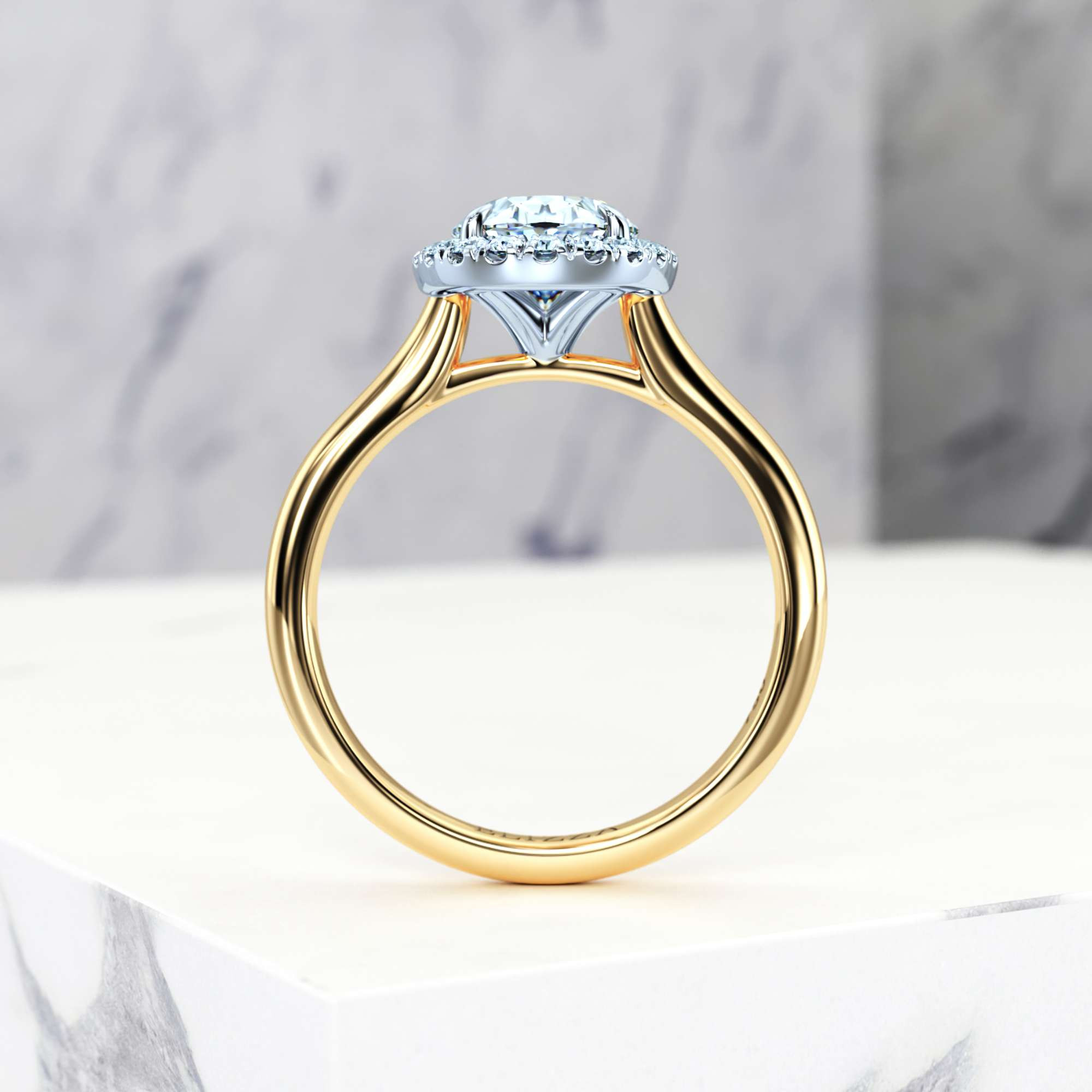 Verlobungsring Effie Oval | Oval | 14K Gelb- / Weissgold | Natural | GIA Certified | 0.30ct SI1 H 4