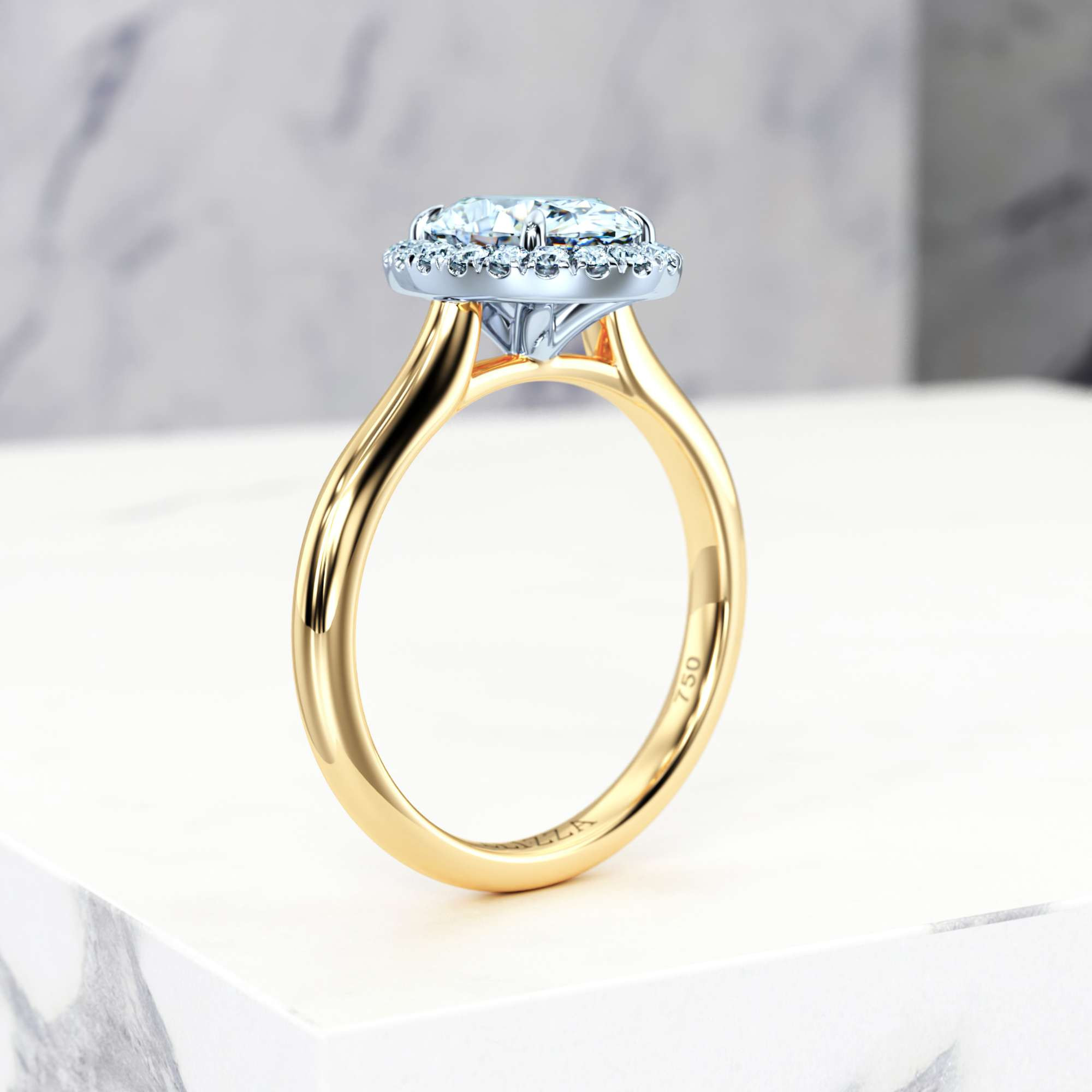 Verlobungsring Effie Oval | Oval | 14K Gelb- / Weissgold | Natural | GIA Certified | 0.30ct SI1 H 6