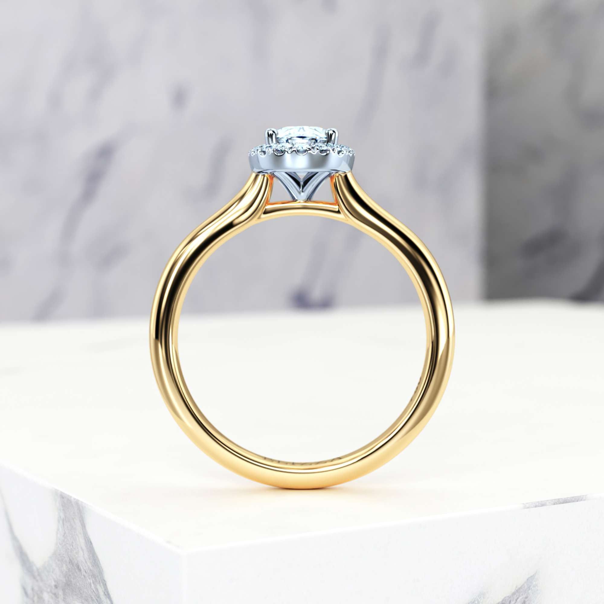 Verlobungsring Effie Oval | Oval | 14K Gelb- / Weissgold | Natural | GIA Certified | 0.30ct SI1 H 3