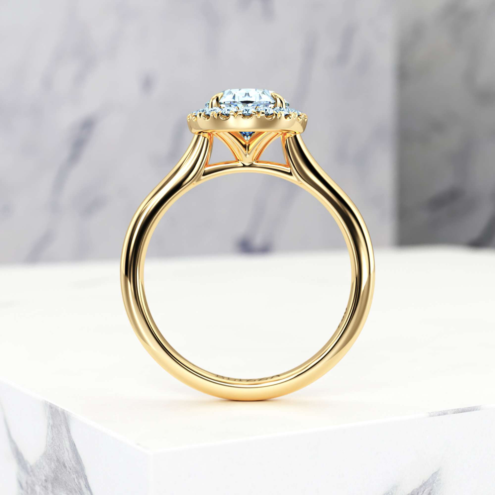 Verlobungsring Effie Oval | Oval | 14K Gelbgold | Natural | GIA Certified | 0.30ct SI1 H 4