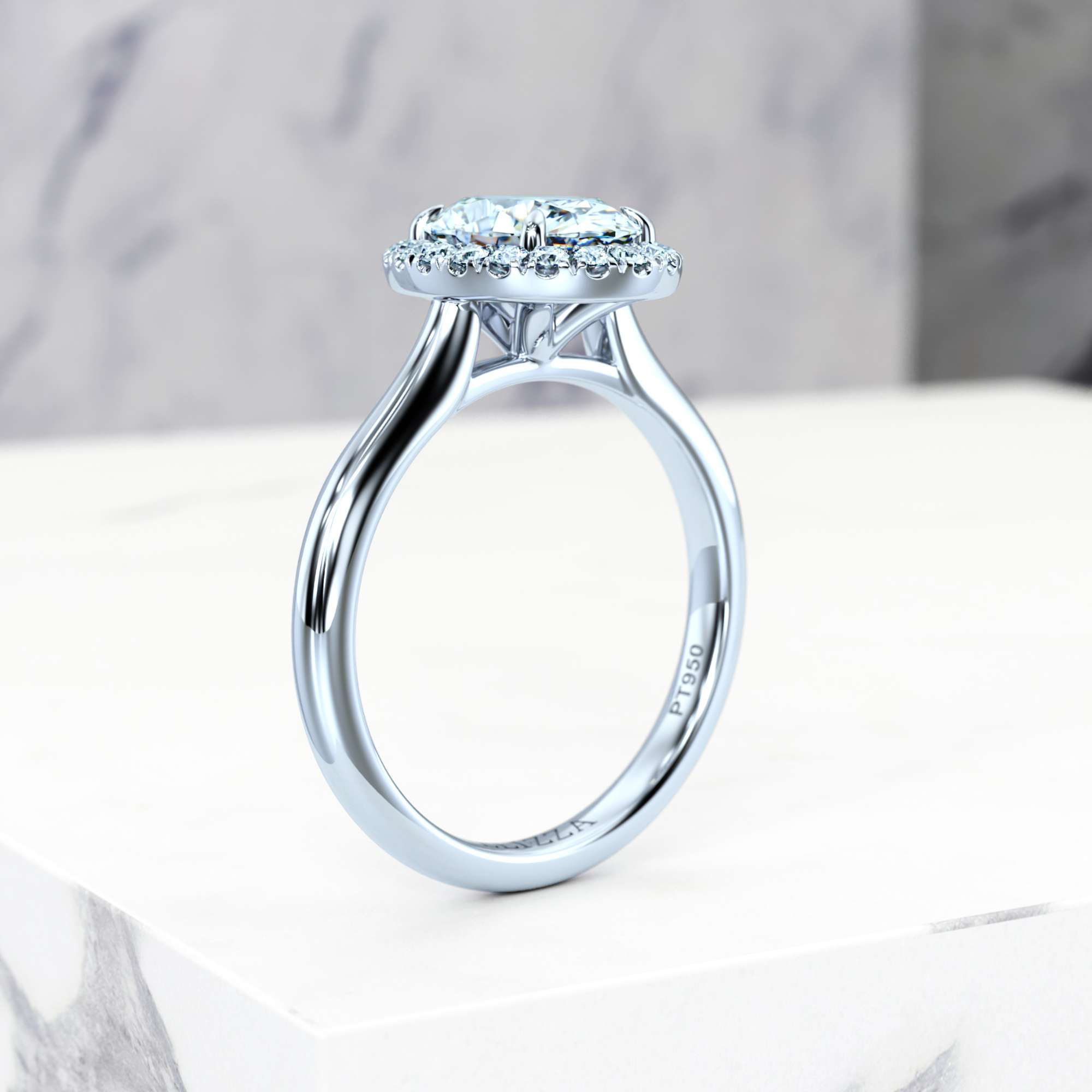 Engagement ring Effie Oval | Oval | Platinum | Natural | GIA Certified | 0.30ct SI1 H 6