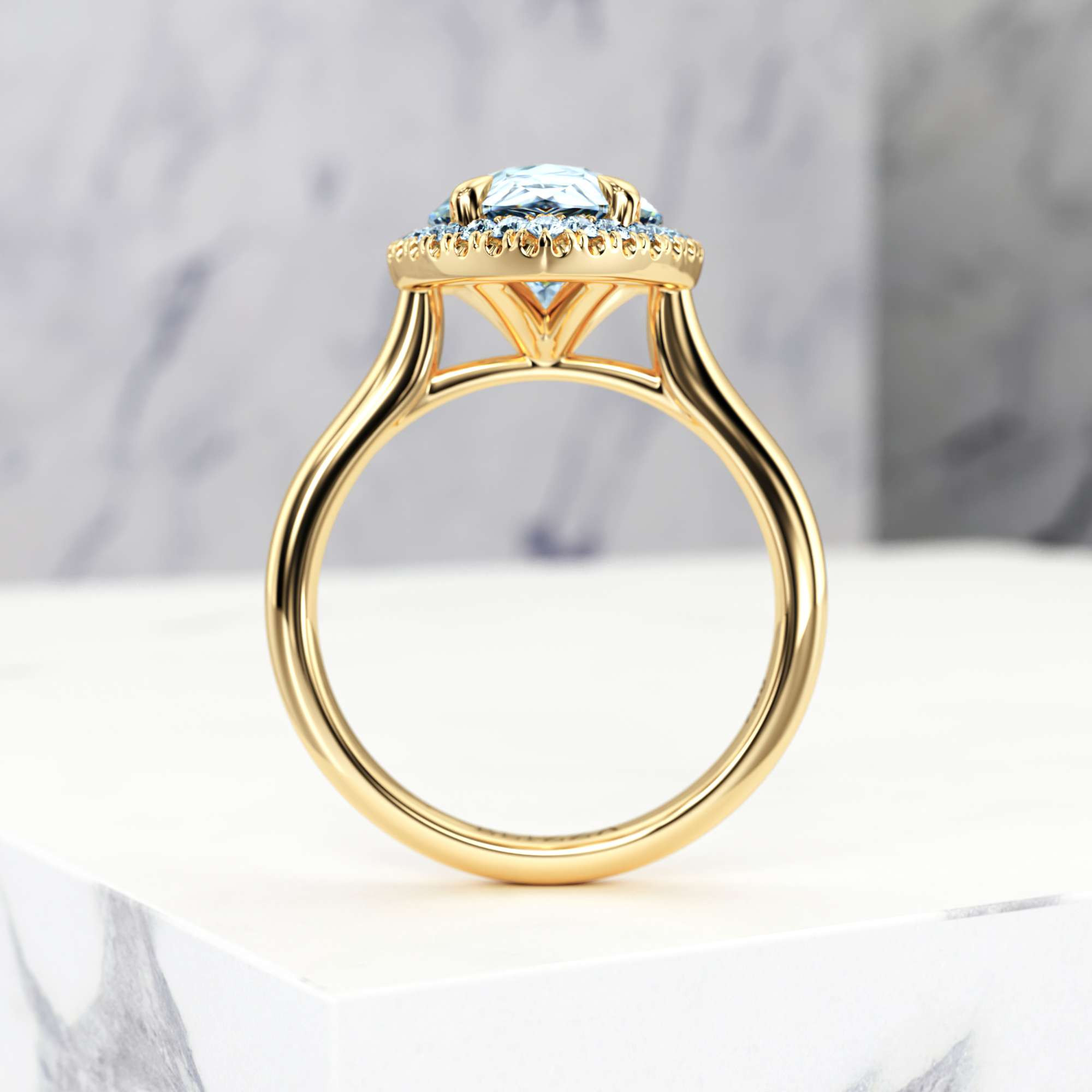 Verlobungsring Effie Pear | Pear | 14K Gelbgold | Natural | GIA Certified | 0.30ct SI1 H 6