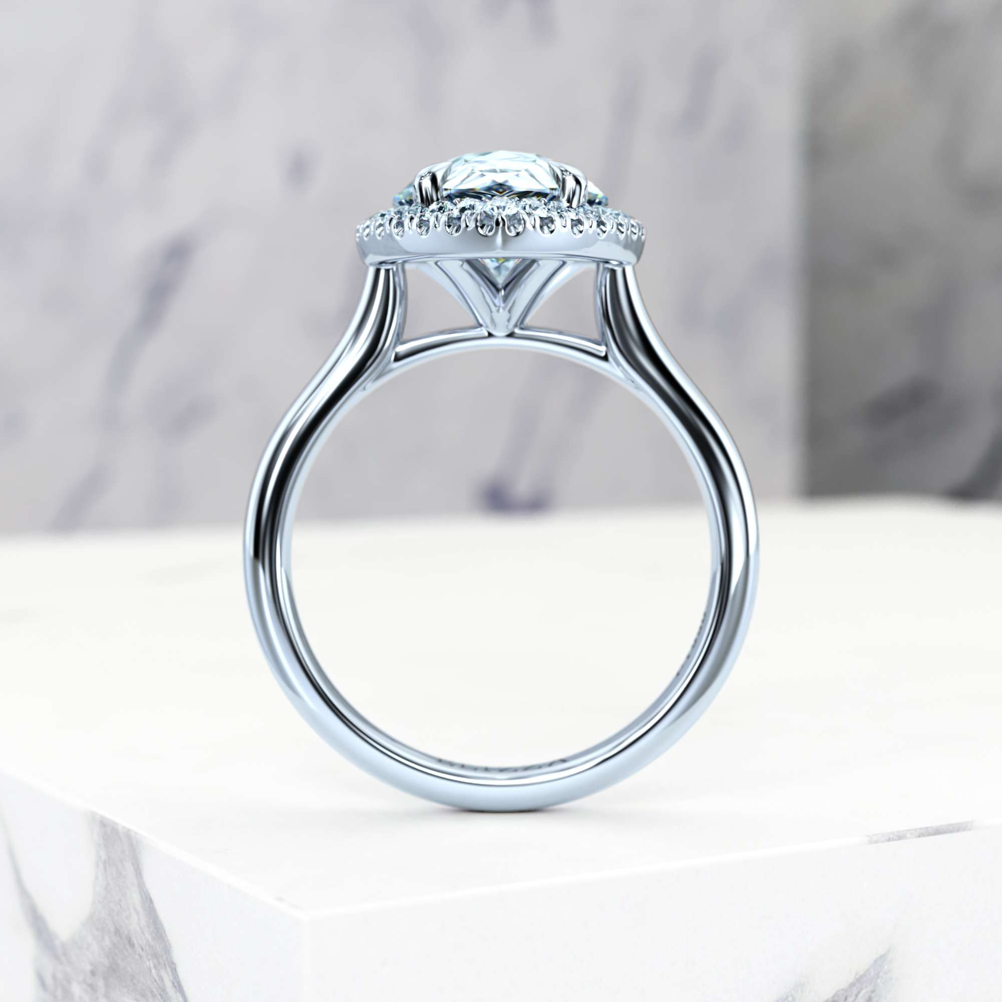 Bague de fiançailles Effie Pear | GIA Certified | Diamant naturel | Poire | Platine | 0.30ct SI1 H | 6