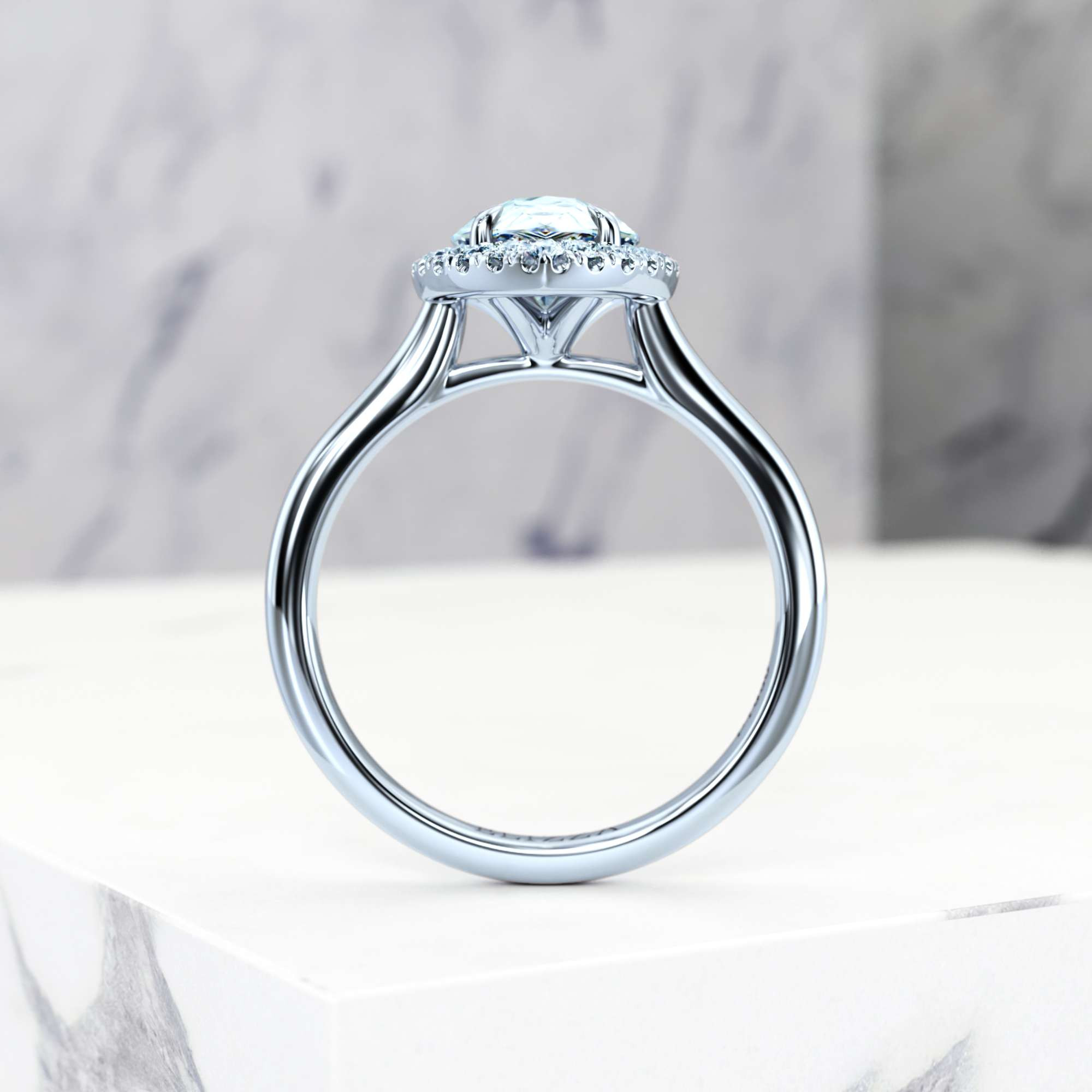 Bague de fiançailles Effie Pear | GIA Certified | Diamant naturel | Poire | Platine | 0.30ct SI1 H | 5
