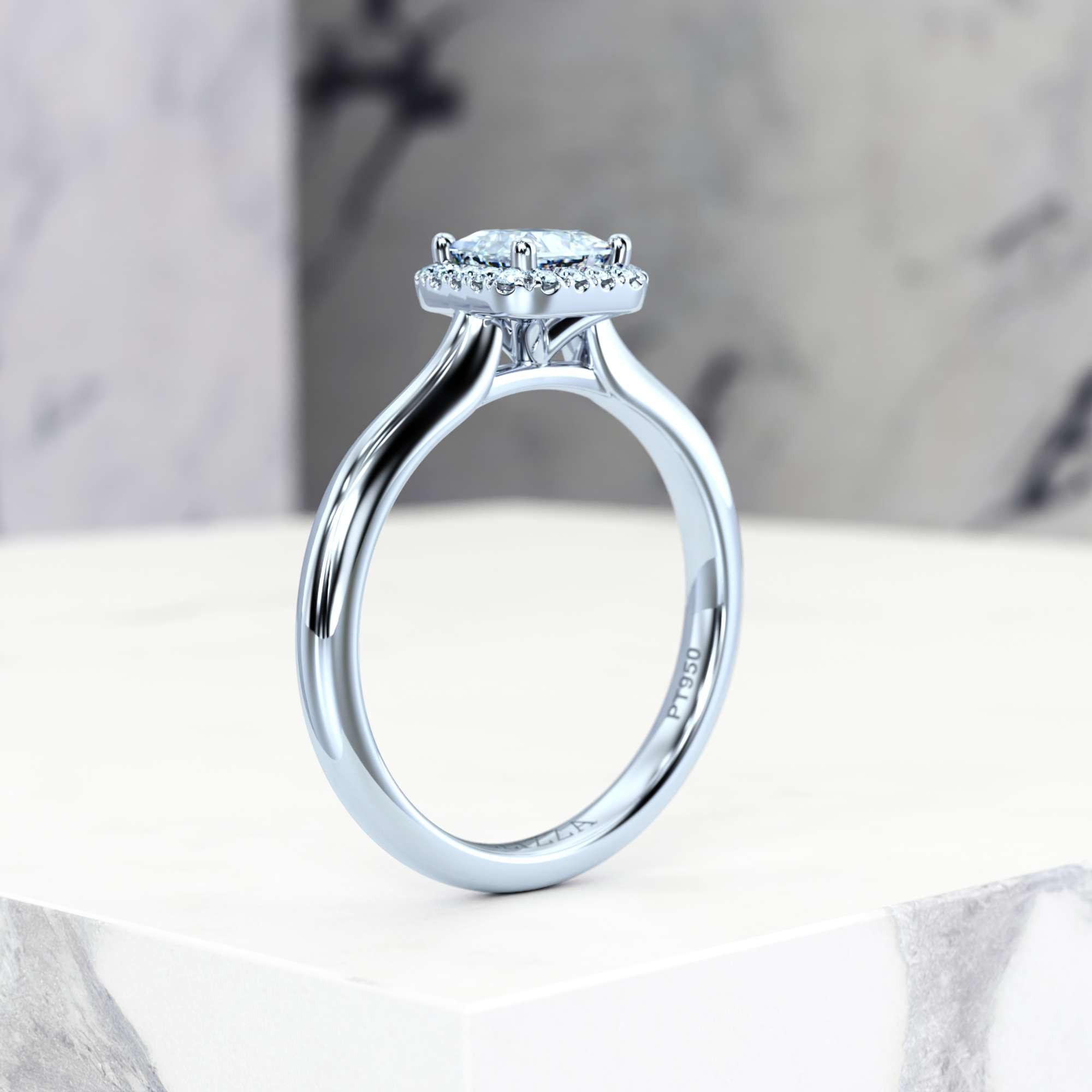 Engagement ring Effie Princess | Princess | Platinum | Natural | EZA Certified | 0.20ct SI1 H 7