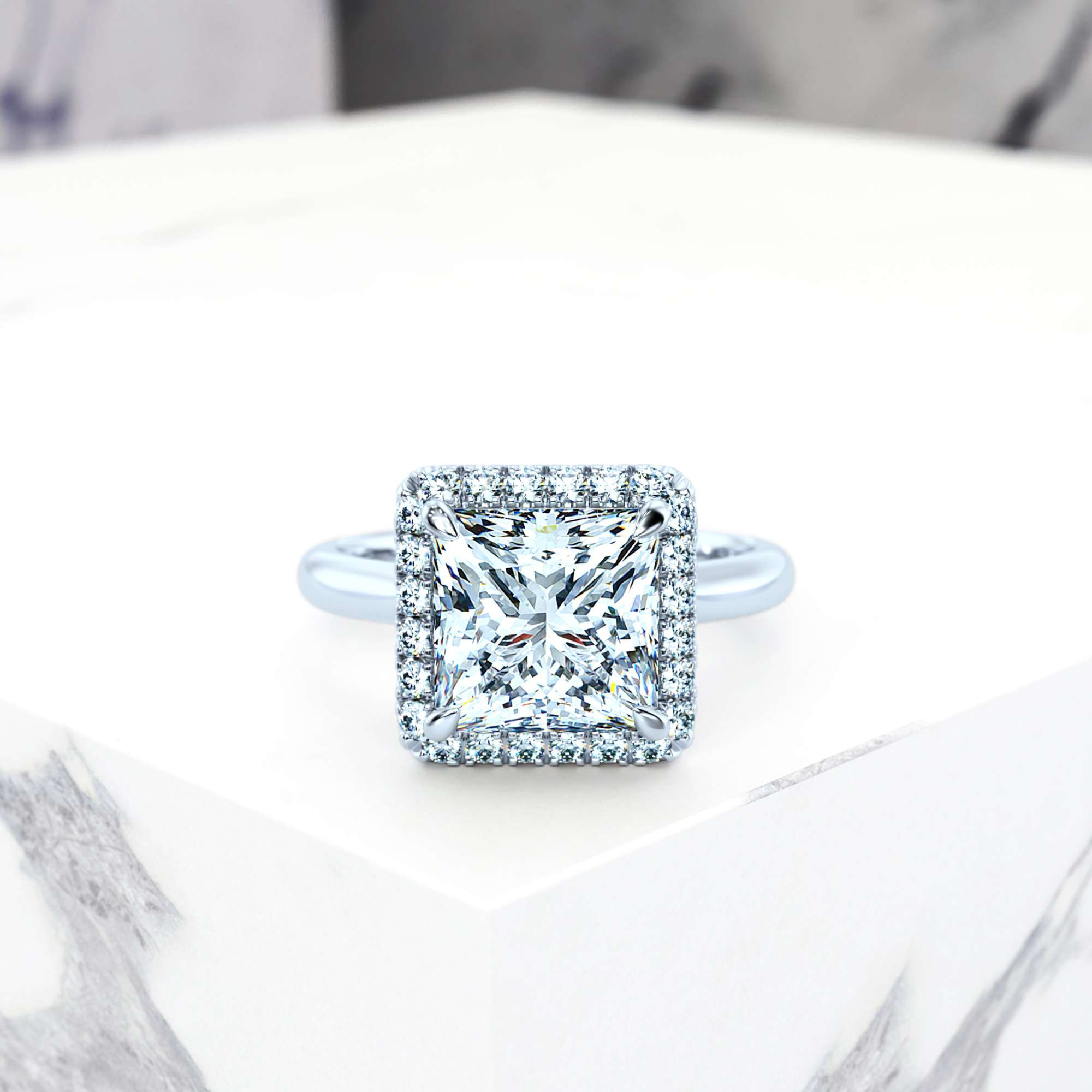Engagement ring Effie Princess | Princess | Platinum | Natural | GIA Certified | 0.30ct SI1 H 3