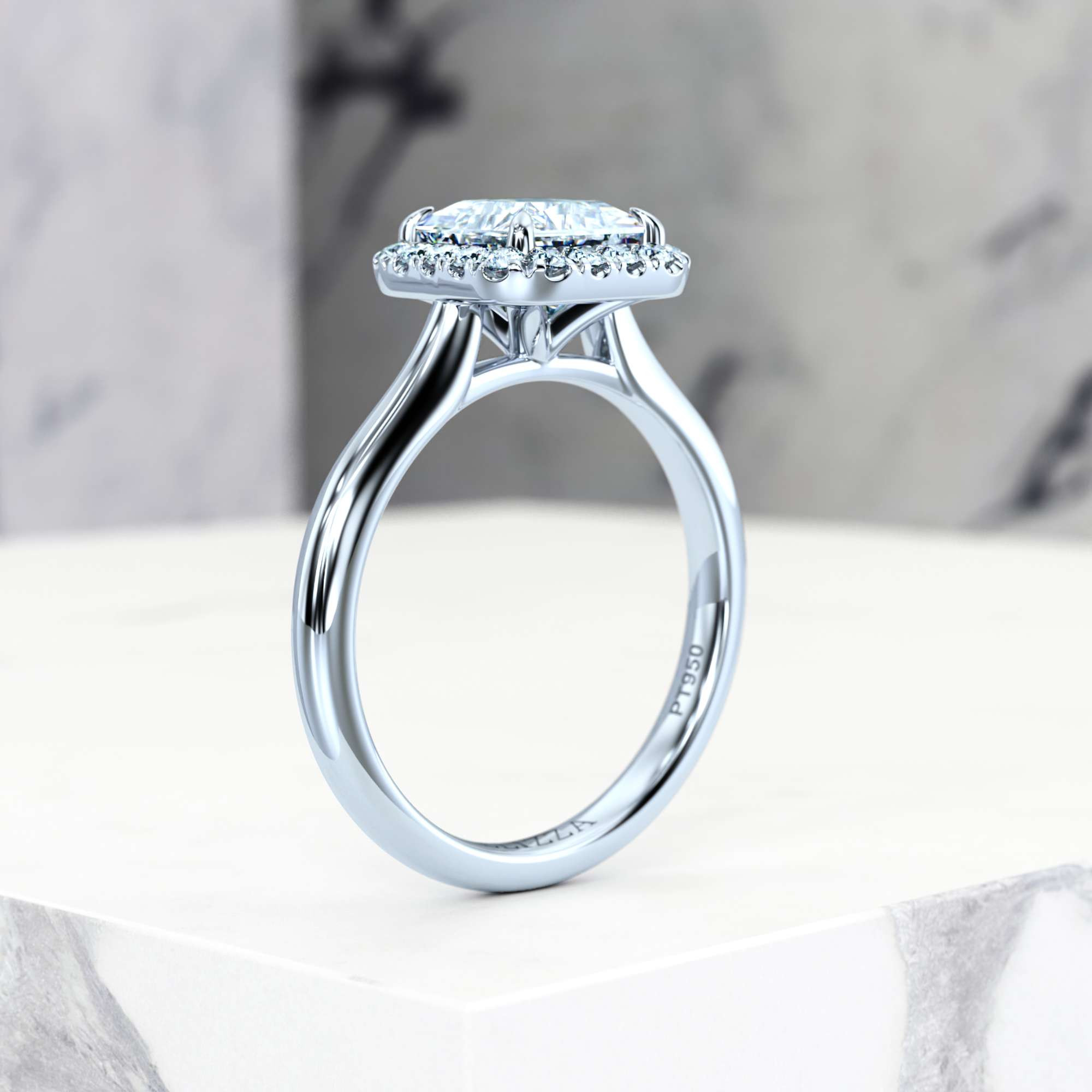 Engagement ring Effie Princess | Princess | Platinum | Natural | GIA Certified | 0.30ct SI1 H 8