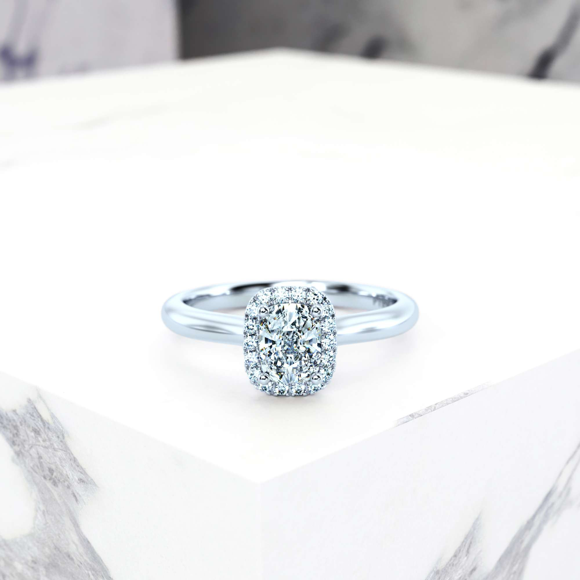Engagement ring Effie Rectangle Cushion | GIA Certified | Natural diamond | Rectangle cushion | Platinum | 0.30ct SI1 H | 1