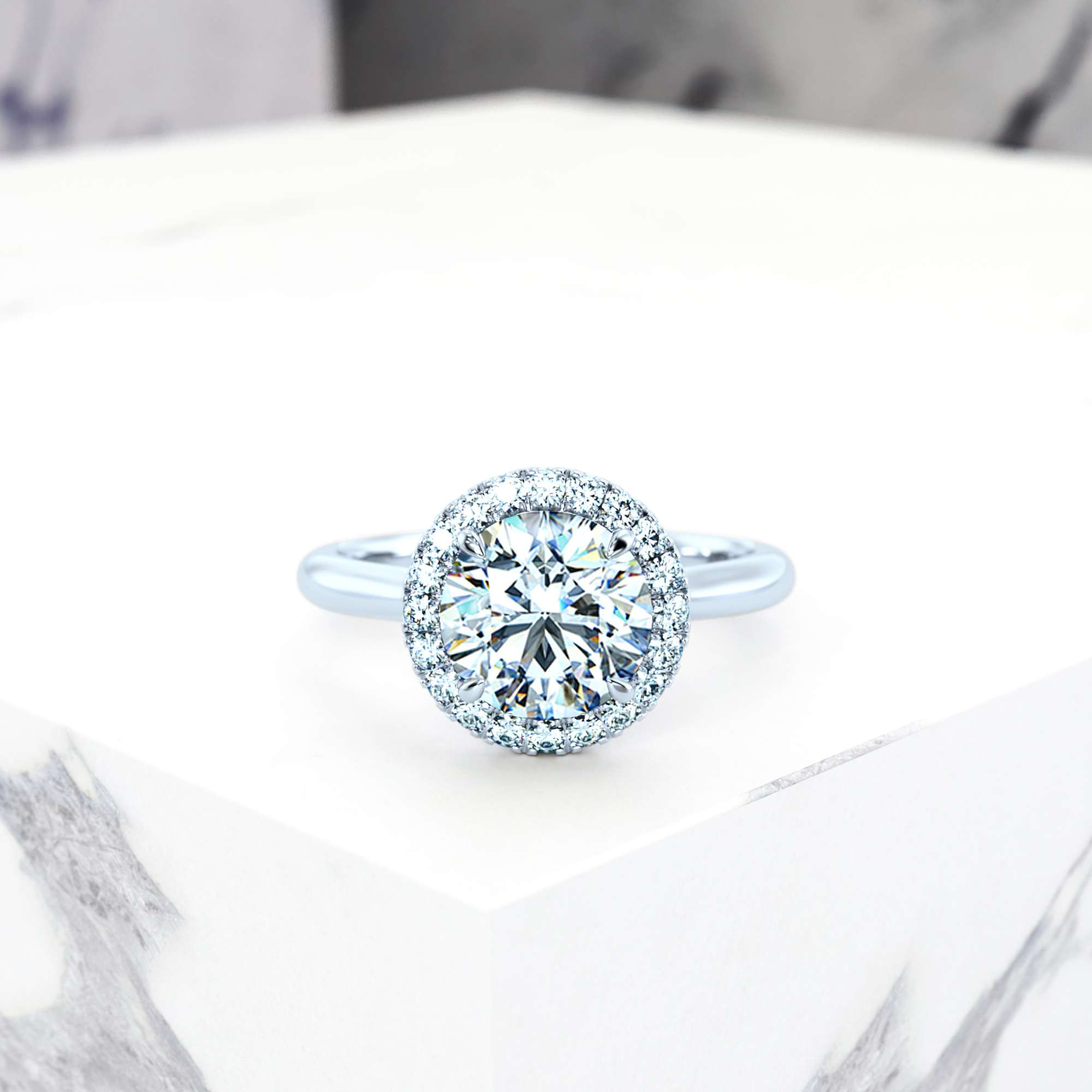 Engagement ring Effie Round | Round | Platinum | Natural | GIA Certified | 0.30ct SI1 H 2