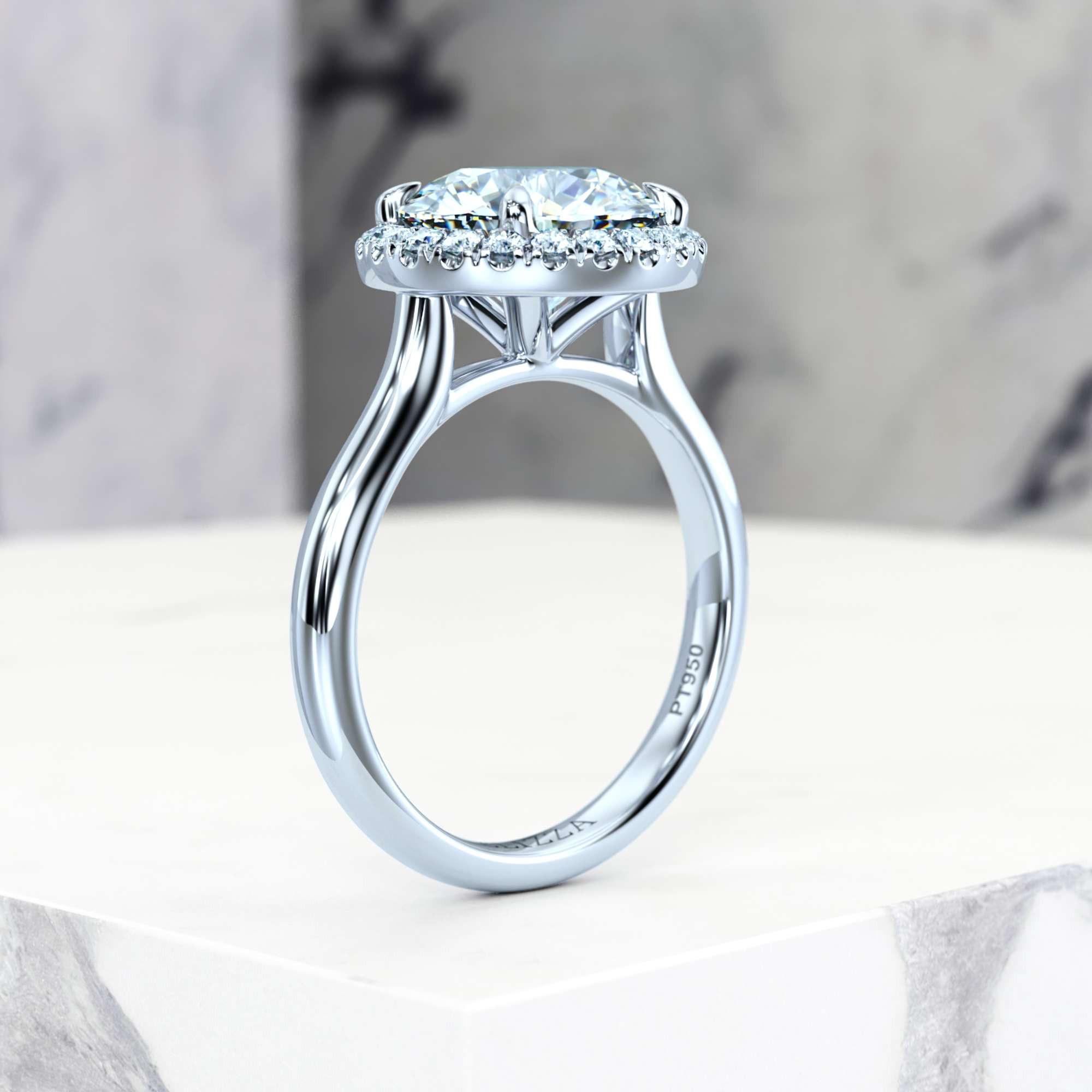 Engagement ring Effie Round | Round | Platinum | Natural | EZA Certified | 0.20ct SI1 H 9