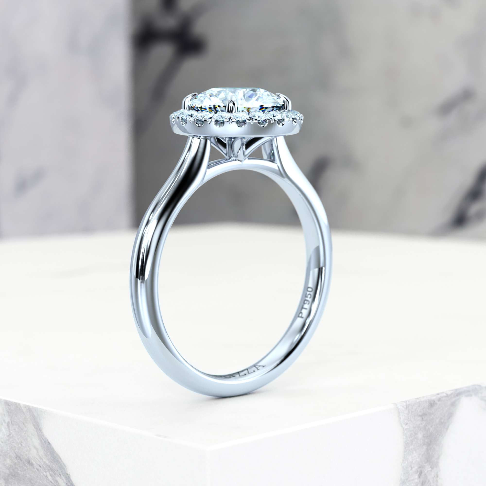 Engagement ring Effie Round | Round | Platinum | Natural | EZA Certified | 0.20ct SI1 H 8