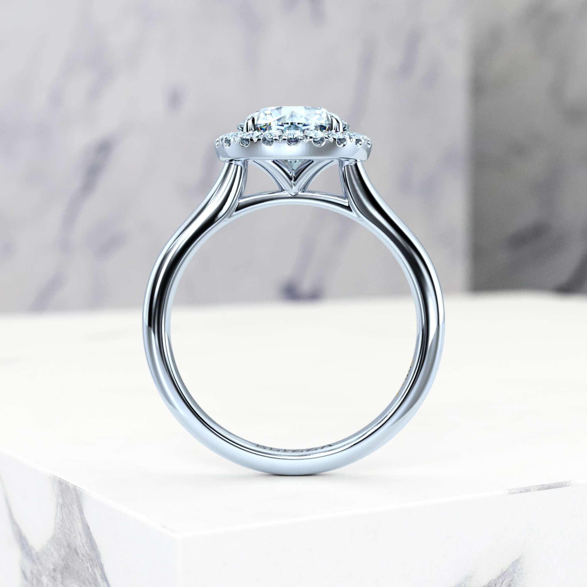 Engagement ring Effie Round | Round | Platinum | Natural | EZA Certified | 0.10ct SI1 H 5