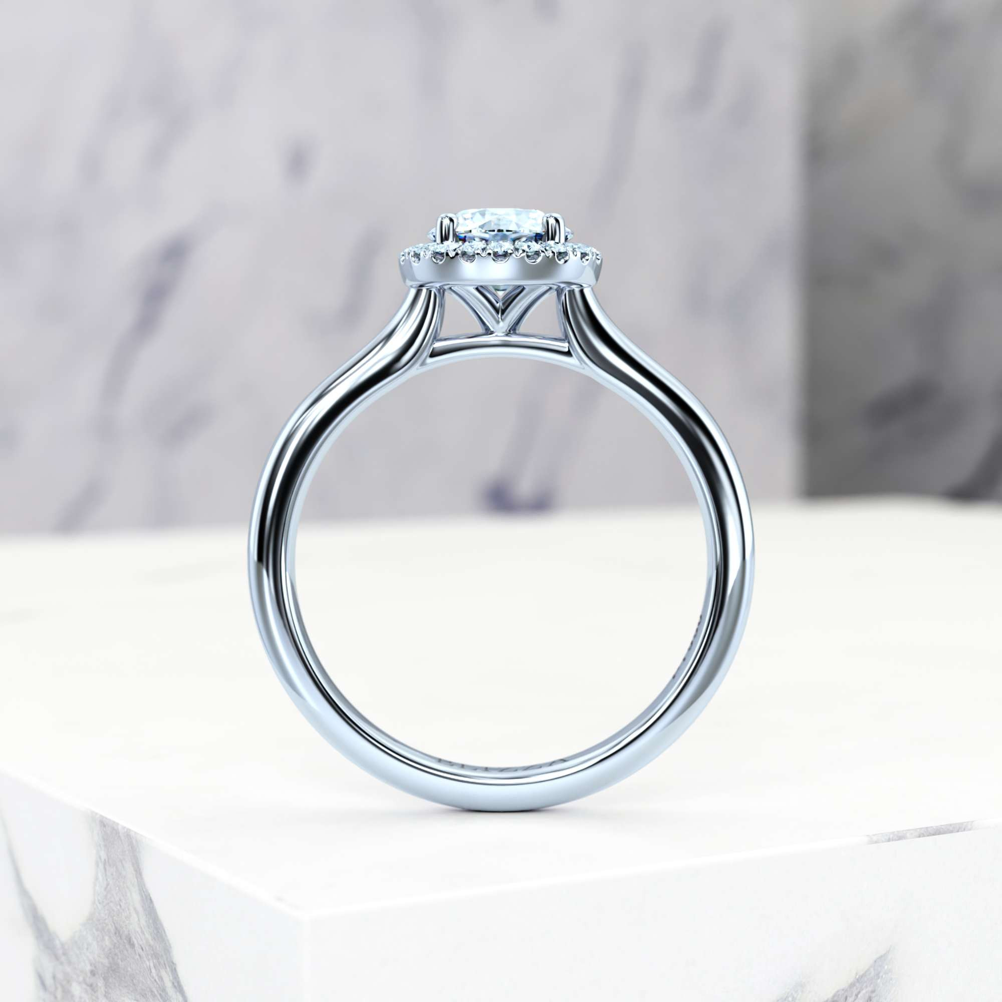 Engagement ring Effie Round | Round | Platinum | Natural | GIA Certified | 0.30ct SI1 H 4
