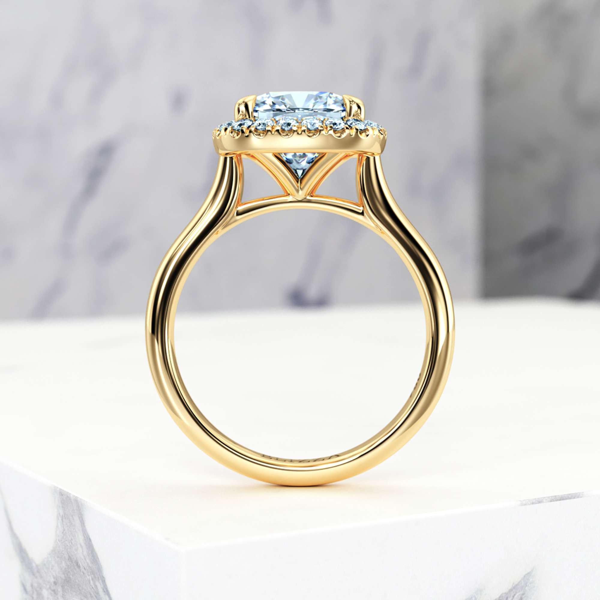 Engagement ring Effie Square Cushion | Square cushion | 14K Yellow gold | Natural | EZA Certified | 1.50ct SI1 H 6