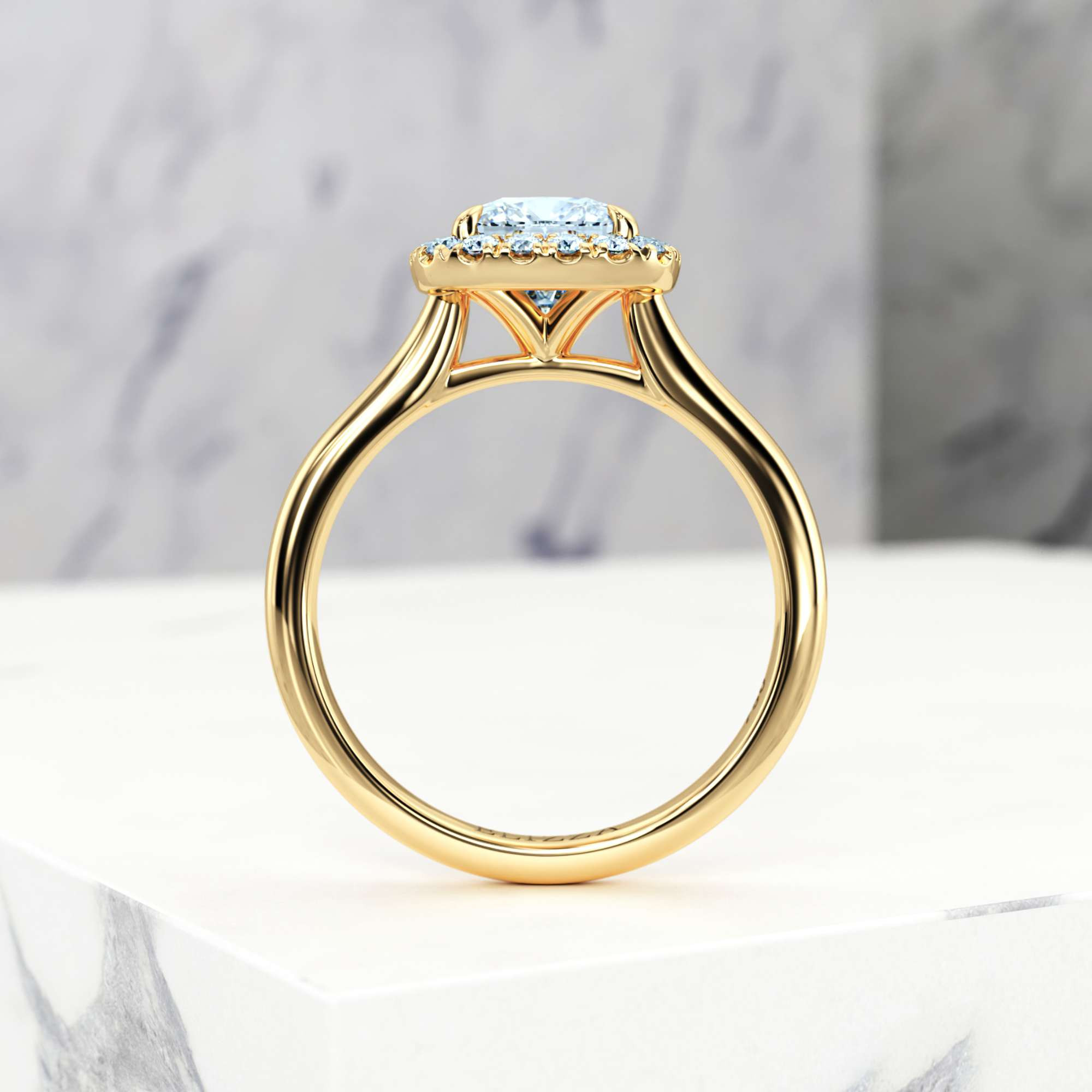 Engagement ring Effie Square Cushion | Square cushion | 14K Yellow gold | Natural | EZA Certified | 1.50ct SI1 H 5