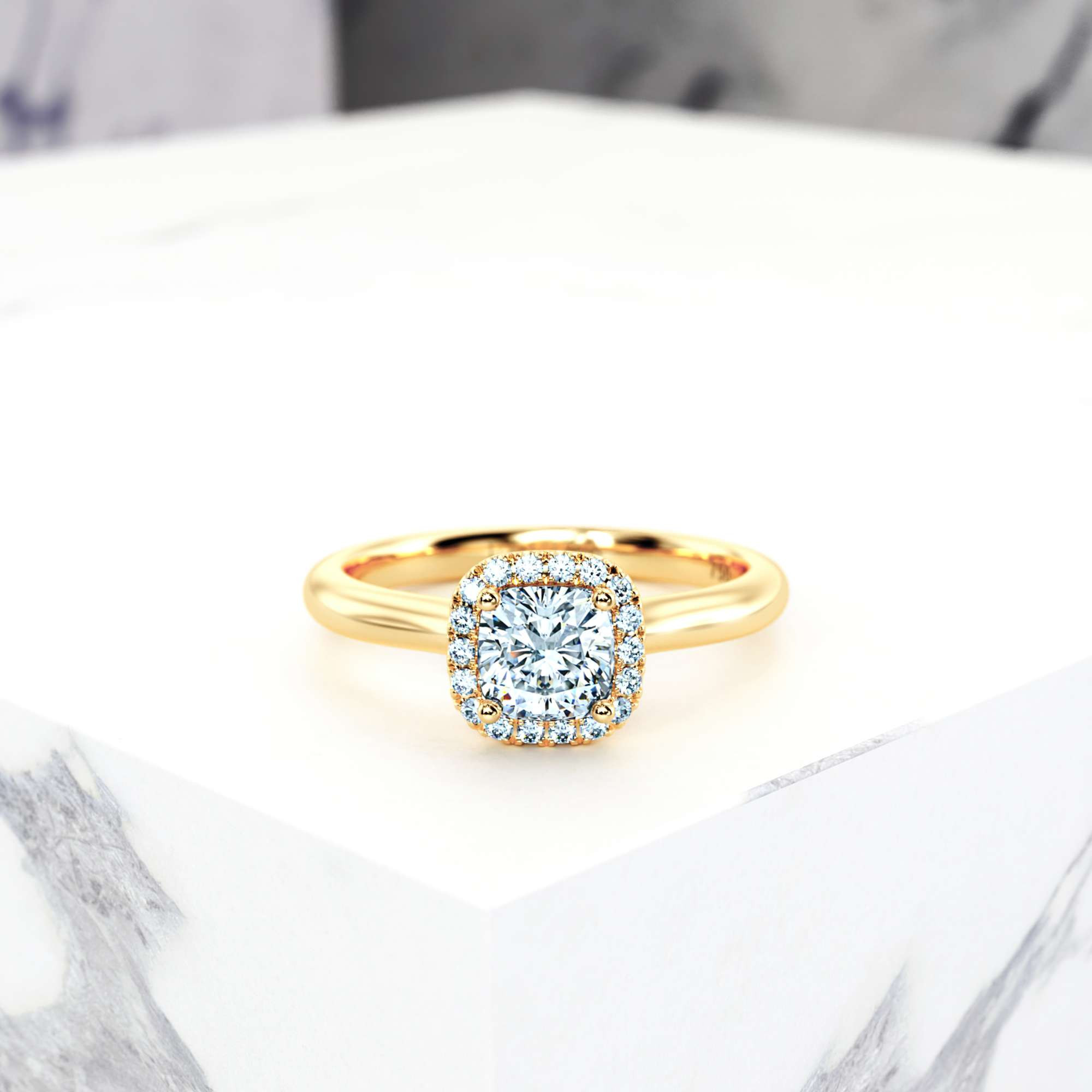 Engagement ring Effie Square Cushion | Square cushion | 14K Yellow gold | Natural | EZA Certified | 0.20ct SI1 H 1