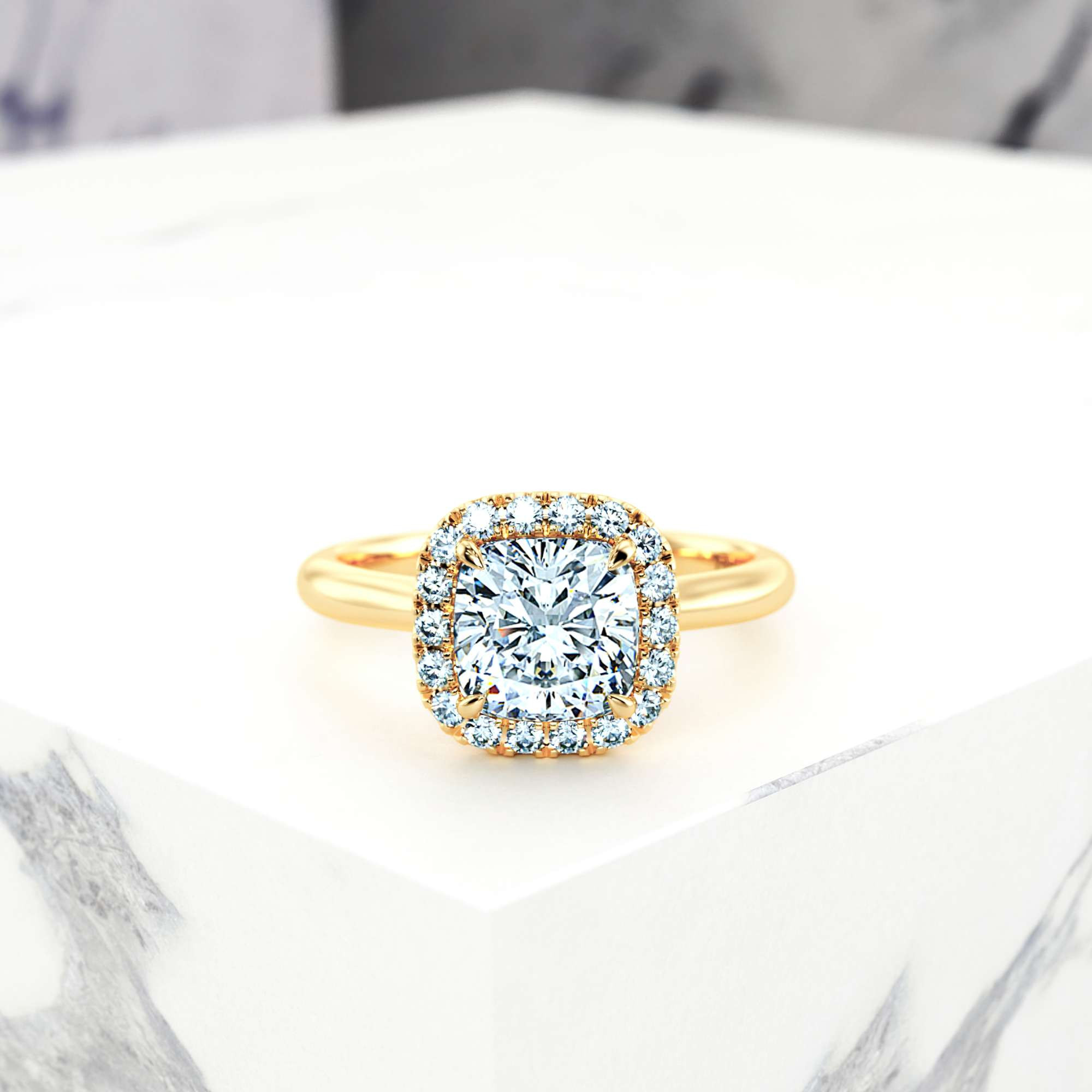 Engagement ring Effie Square Cushion | Square cushion | 14K Yellow gold | Natural | EZA Certified | 1.50ct SI1 H 2