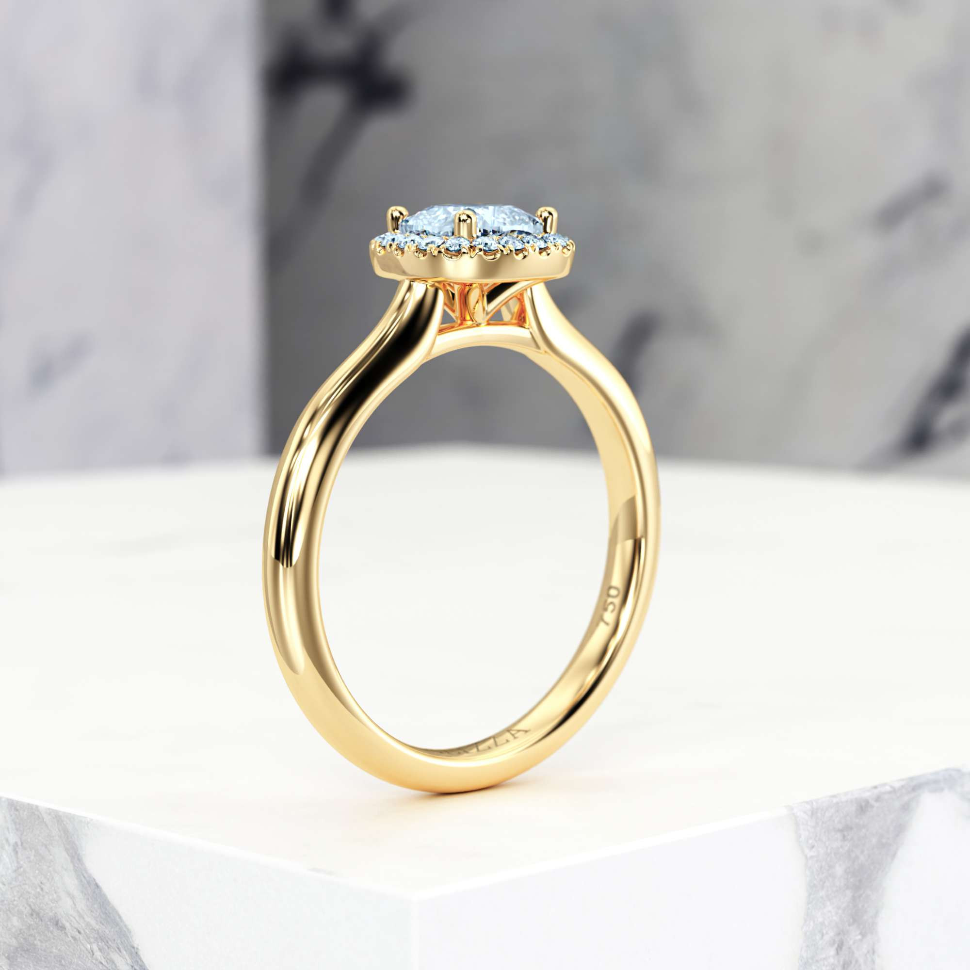 Verlobungsring Effie Square Cushion | Square cushion | 14K Gelbgold | Natural | GIA Certified | 0.30ct SI1 H 7