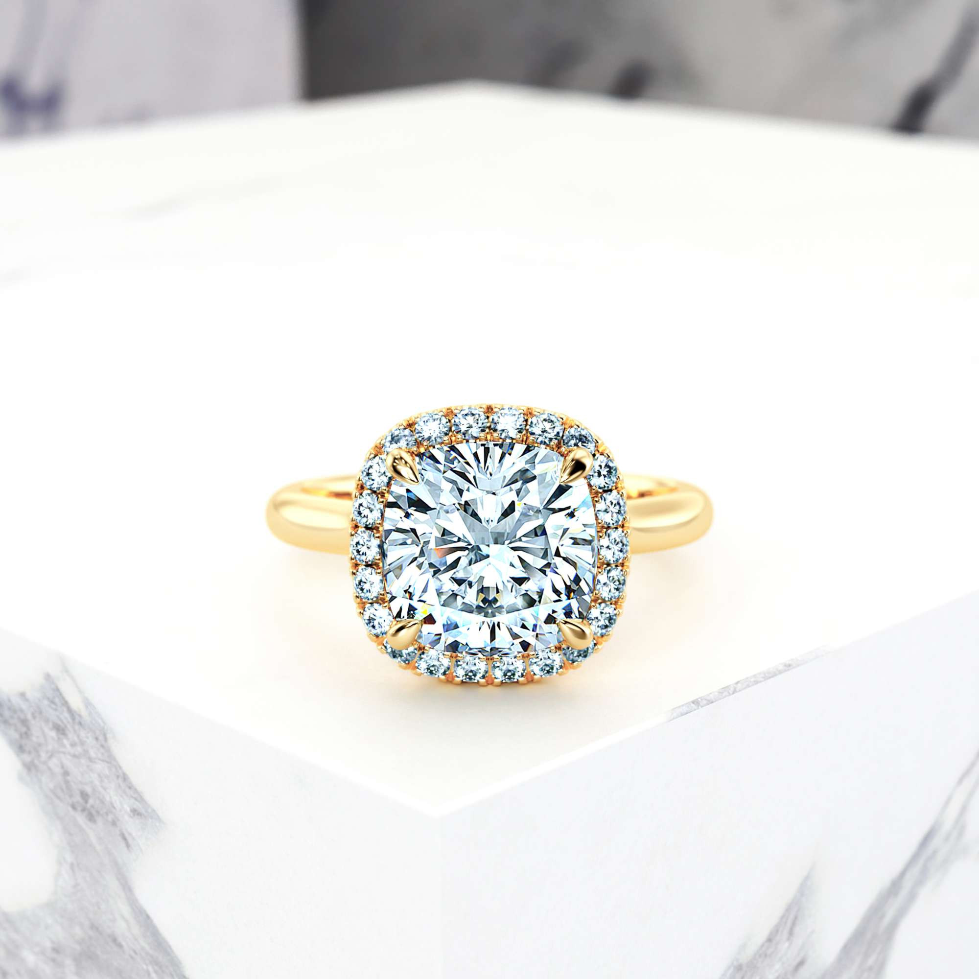 Engagement ring Effie Square Cushion | Square cushion | 14K Yellow gold | Natural | EZA Certified | 1.50ct SI1 H 3