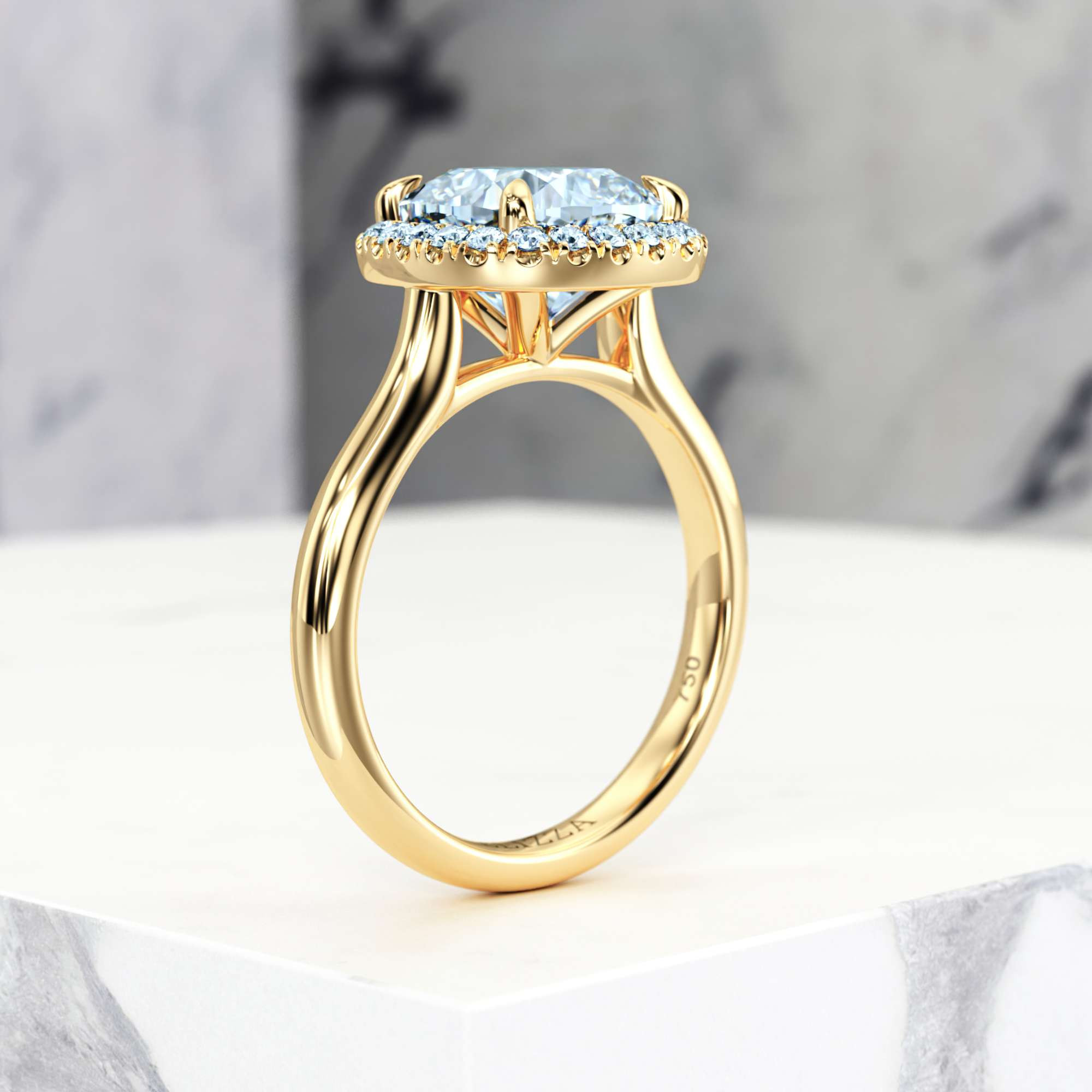 Engagement ring Effie Square Cushion | Square cushion | 14K Yellow gold | Natural | EZA Certified | 0.20ct SI1 H 9