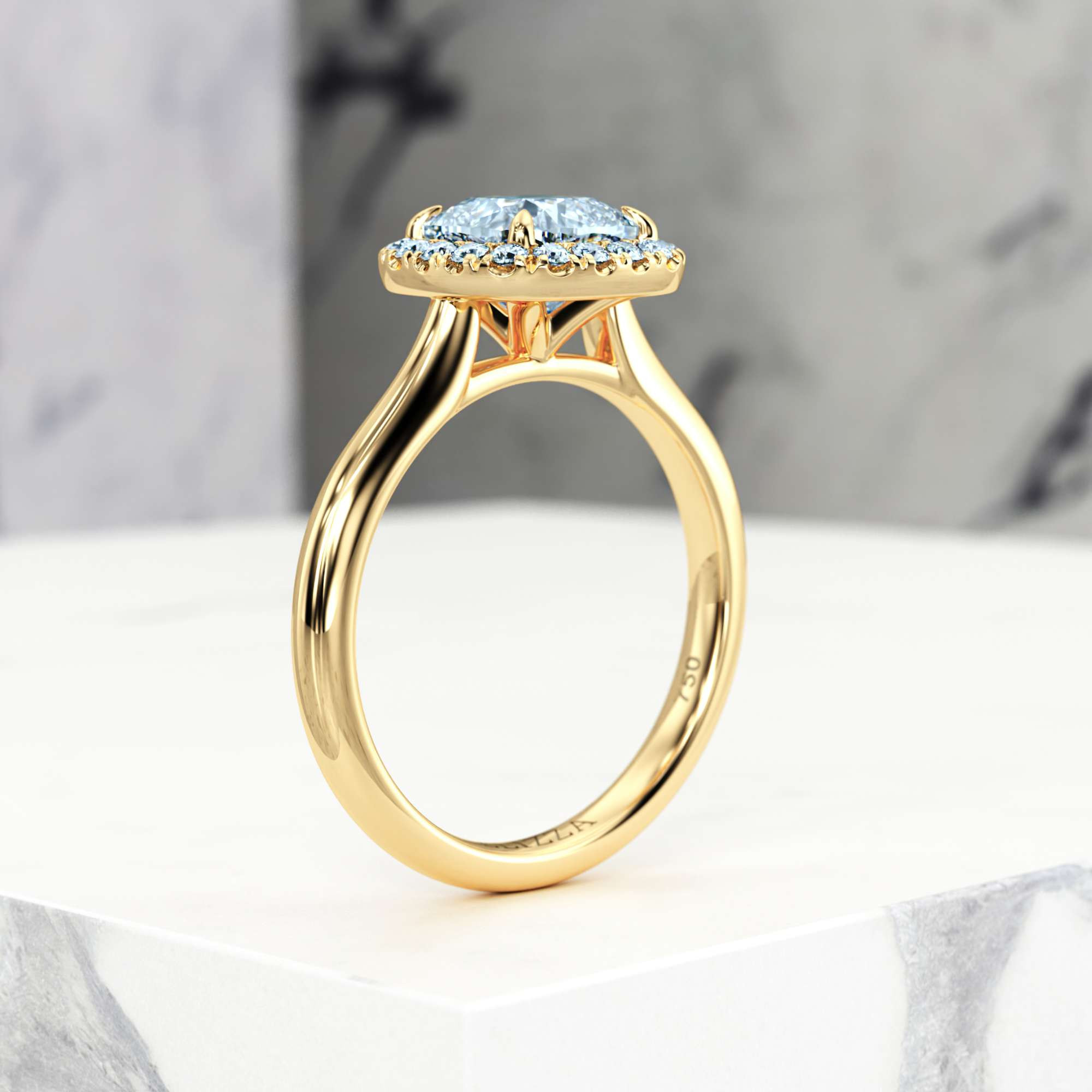 Engagement ring Effie Square Cushion | Square cushion | 14K Yellow gold | Natural | EZA Certified | 0.20ct SI1 H 8
