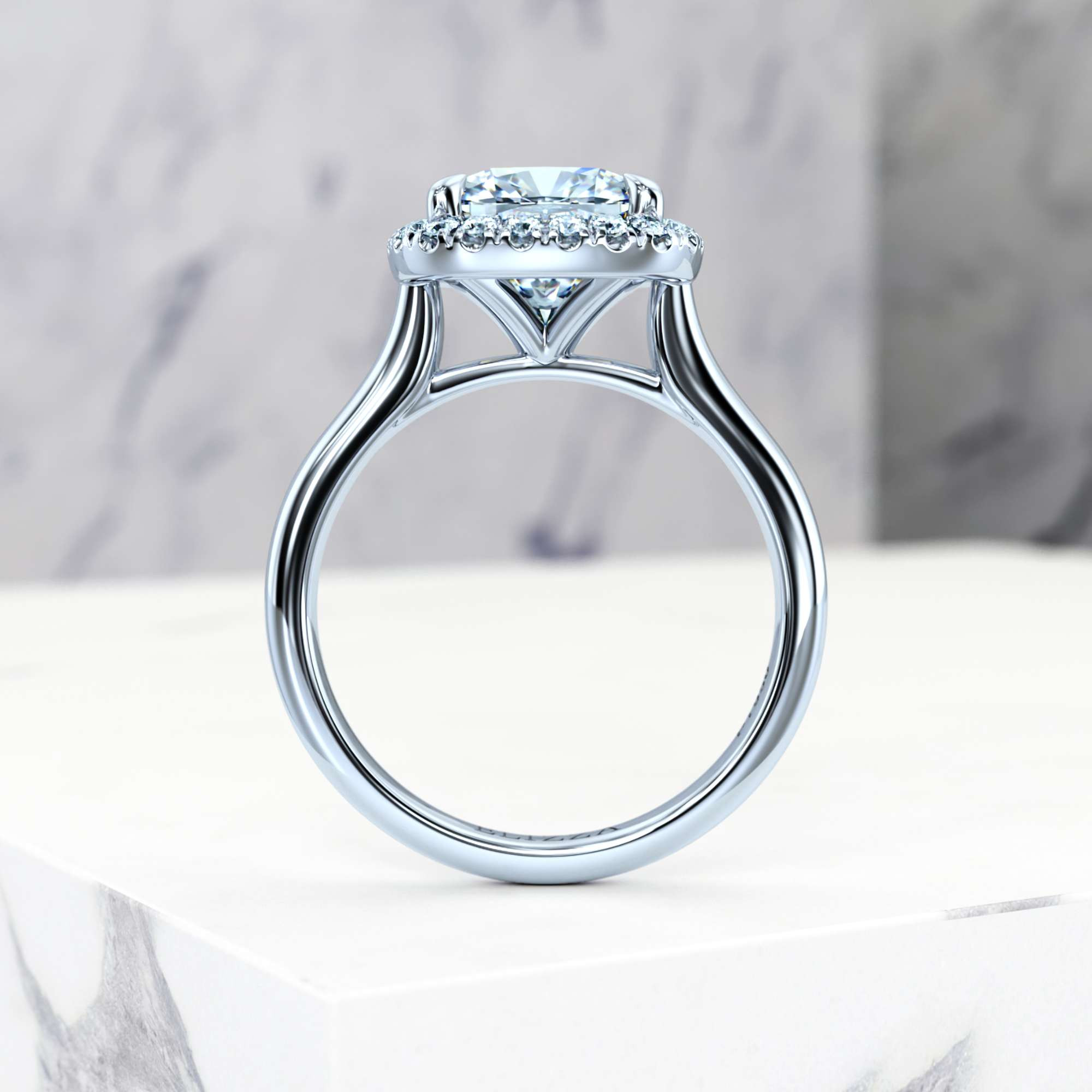 Engagement ring Effie Square Cushion | Square cushion | Platinum | Natural | EZA Certified | 0.20ct SI1 H 6